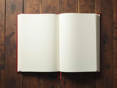 Open Blank Notebook On Dark Wooden Table