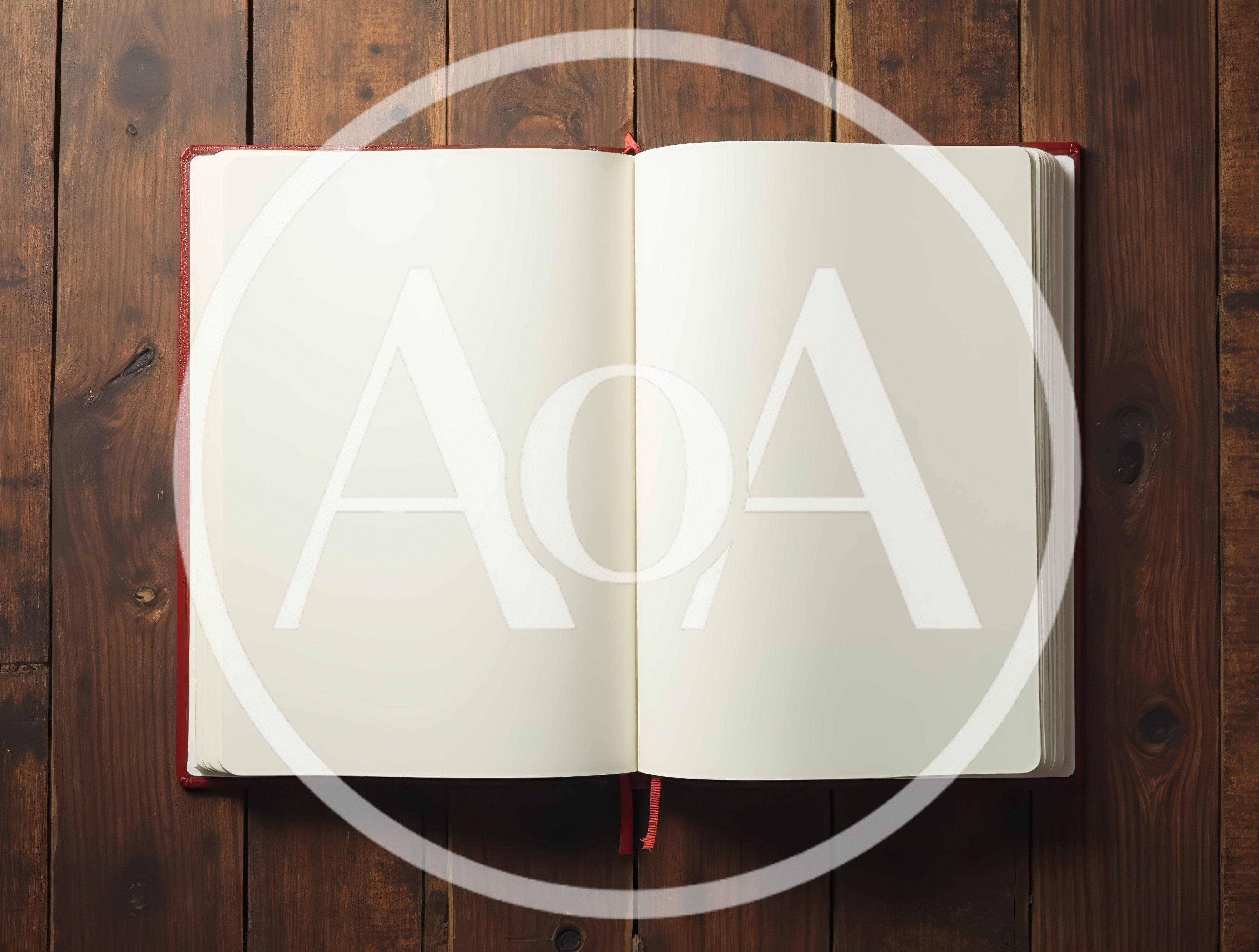 Open Blank Notebook On Dark Wooden Table