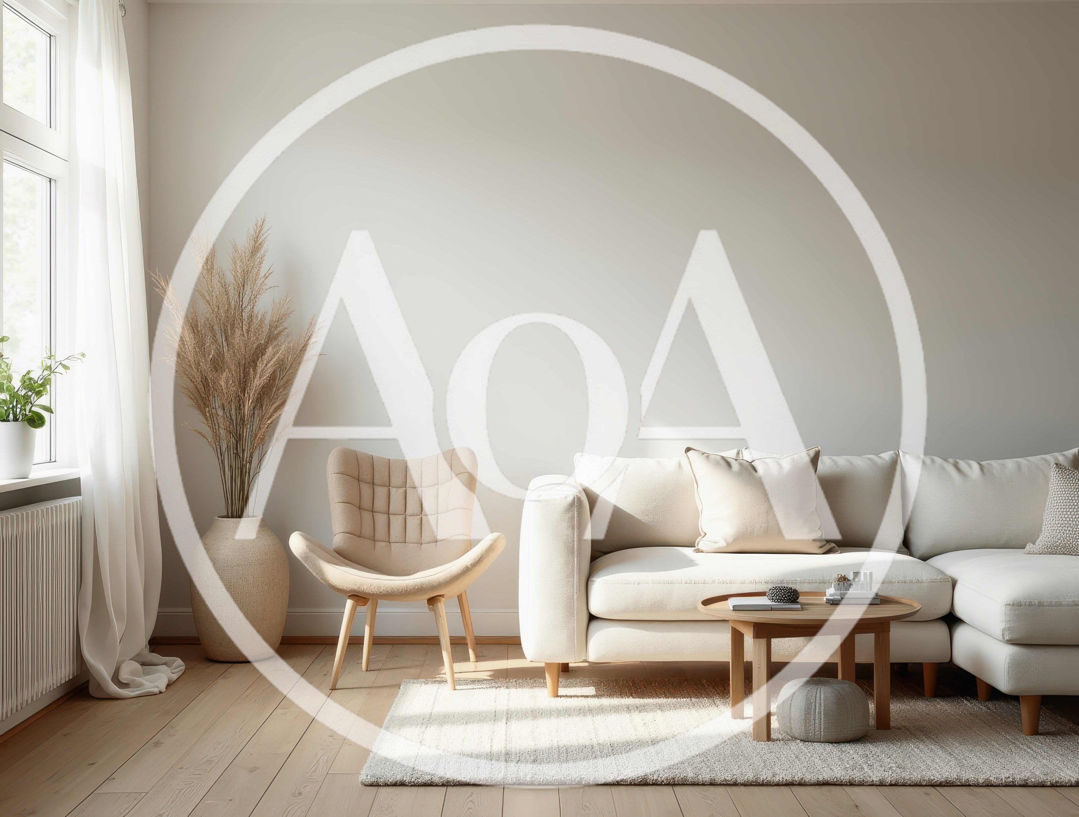 Modern Minimalist Living Room Interior With Neutral Decor
