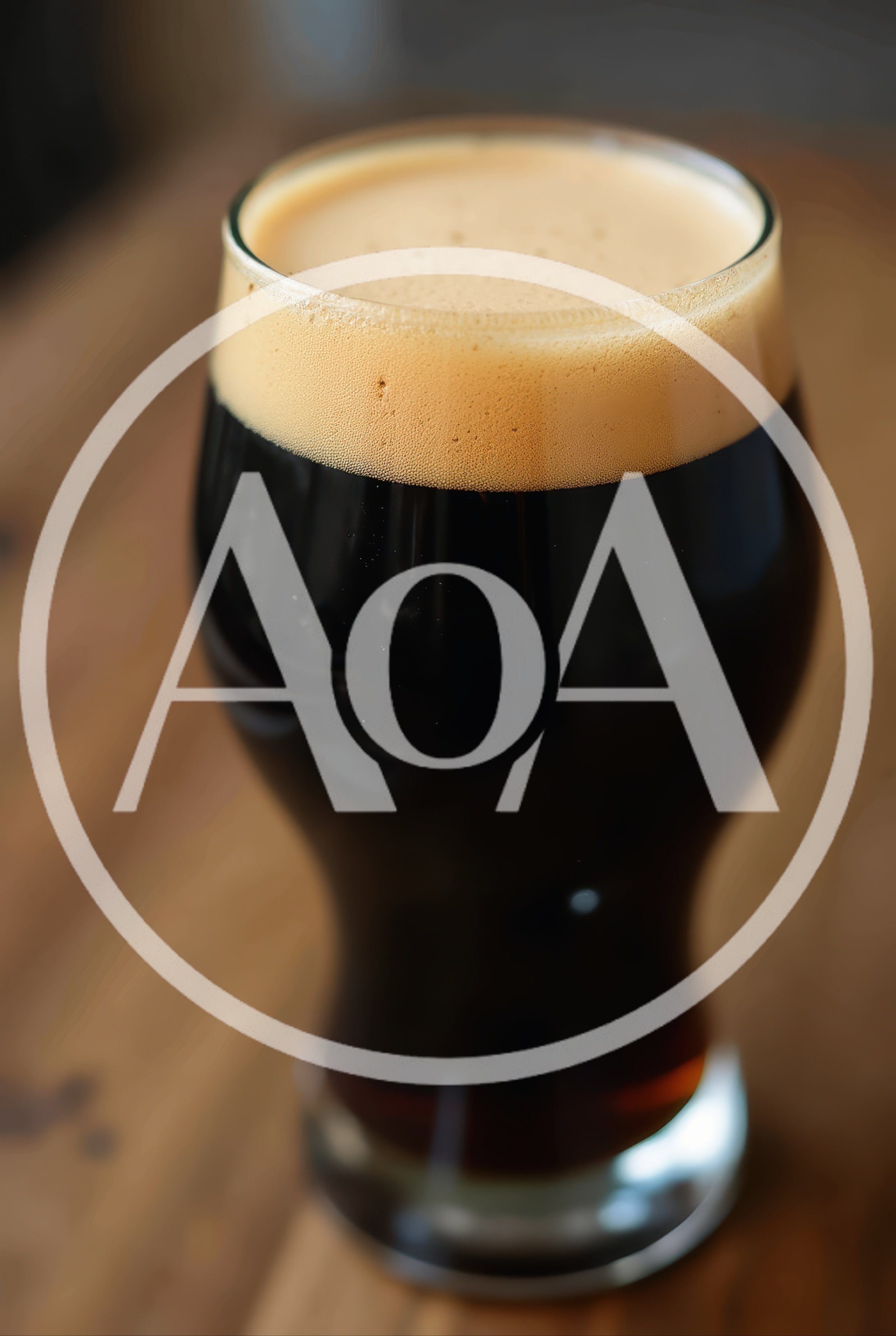 Glass Of Dark Stout Beer On Wooden Table