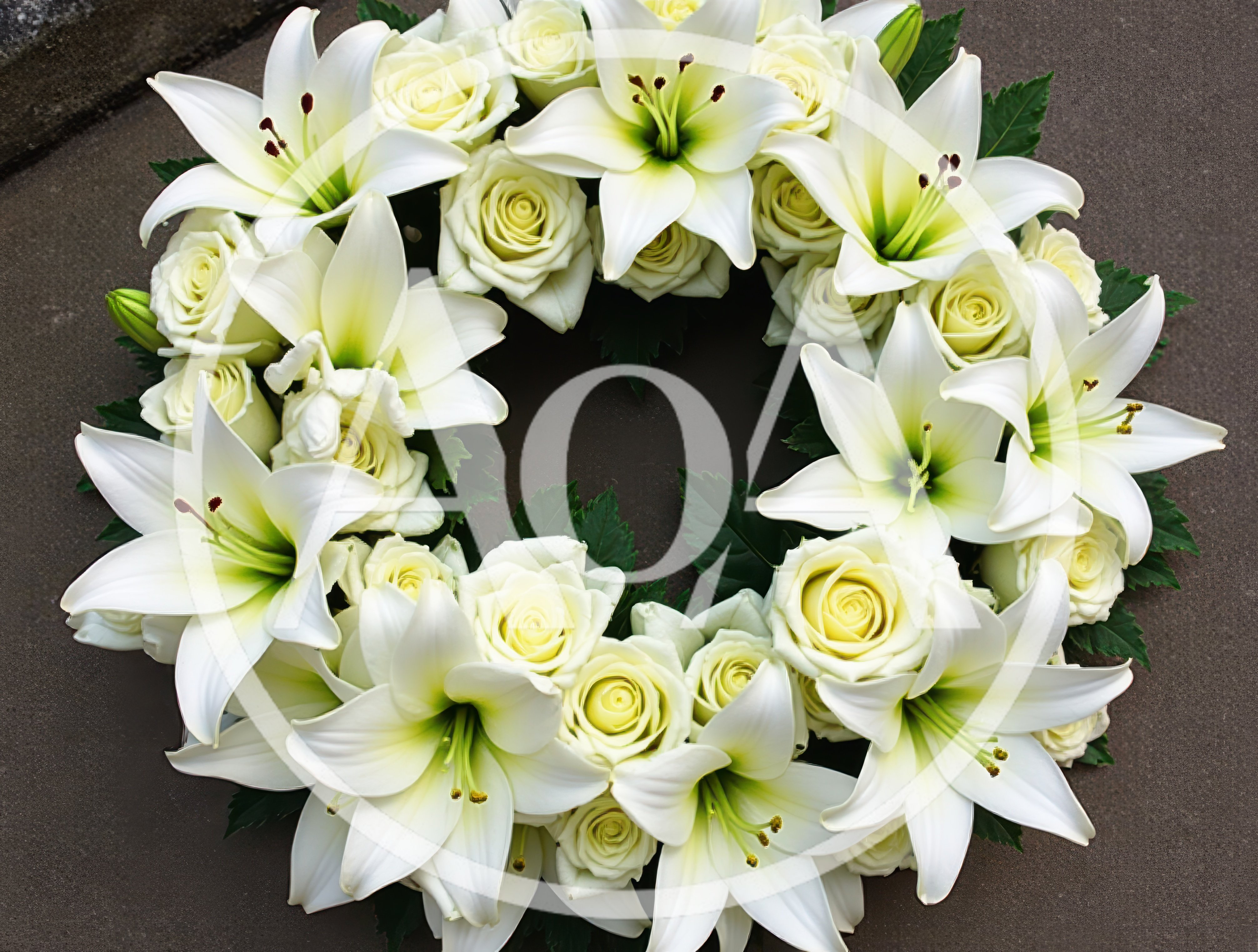 White Lily and Rose Funeral Wreath