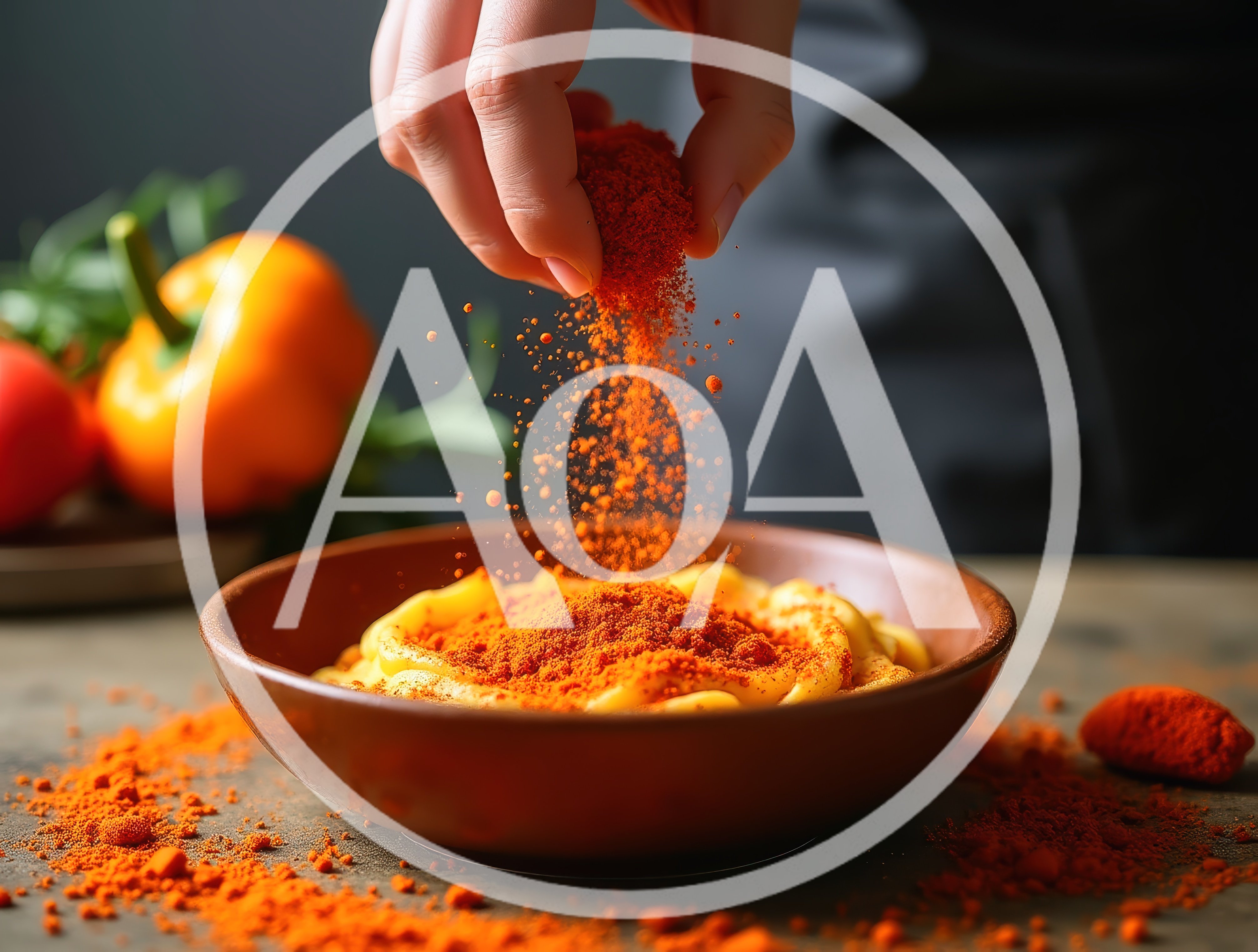 Chef Sprinkling Paprika Powder Over Macaroni