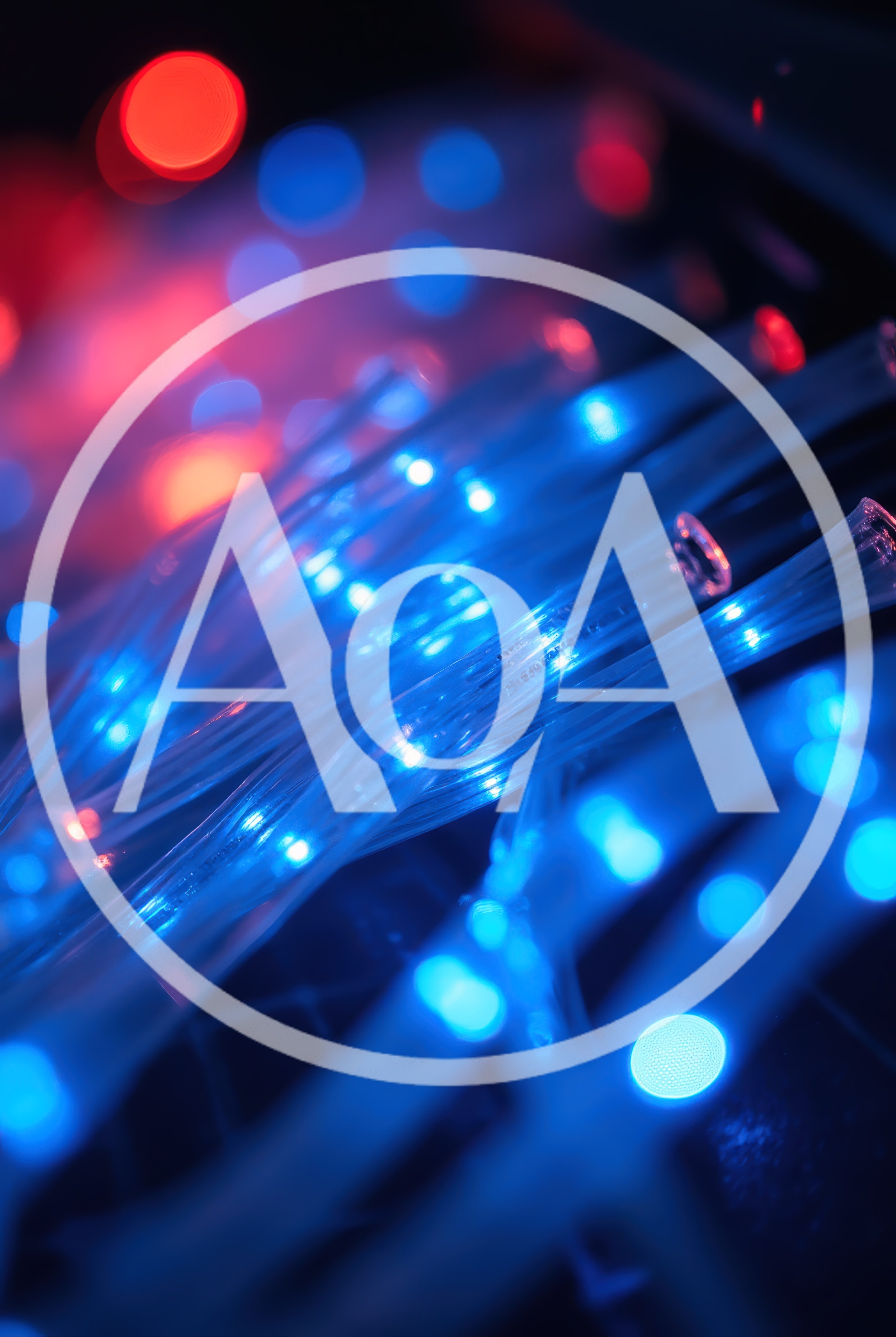 Abstract Fiber Optic Cables With Glowing Blue Lights