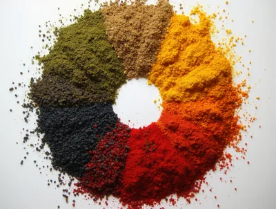 Colorful Spices Arranged In A Circular Pattern