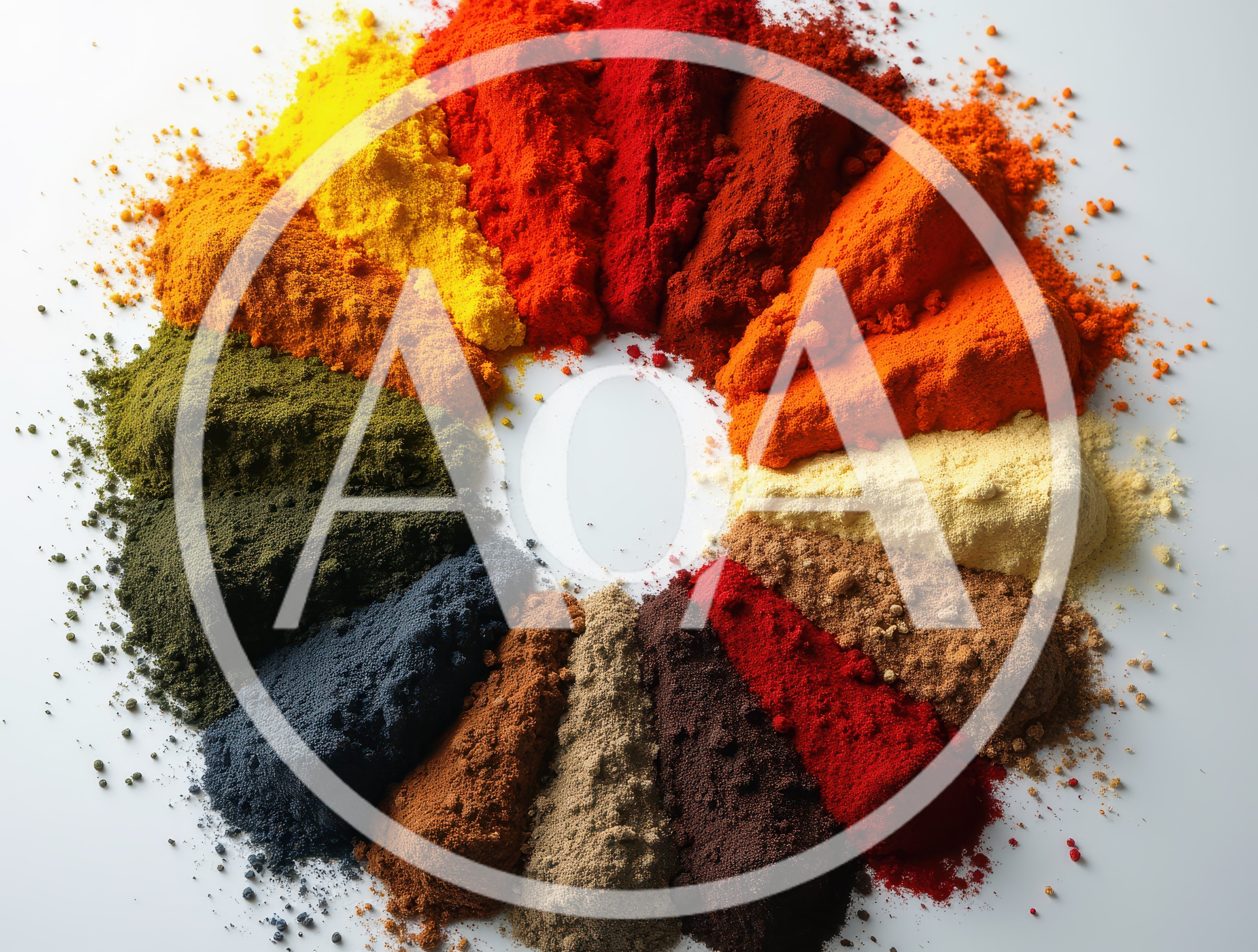 Colorful Spices Arranged In A Circular Pattern