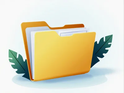 3D Rendered Yellow File Folder With Documents