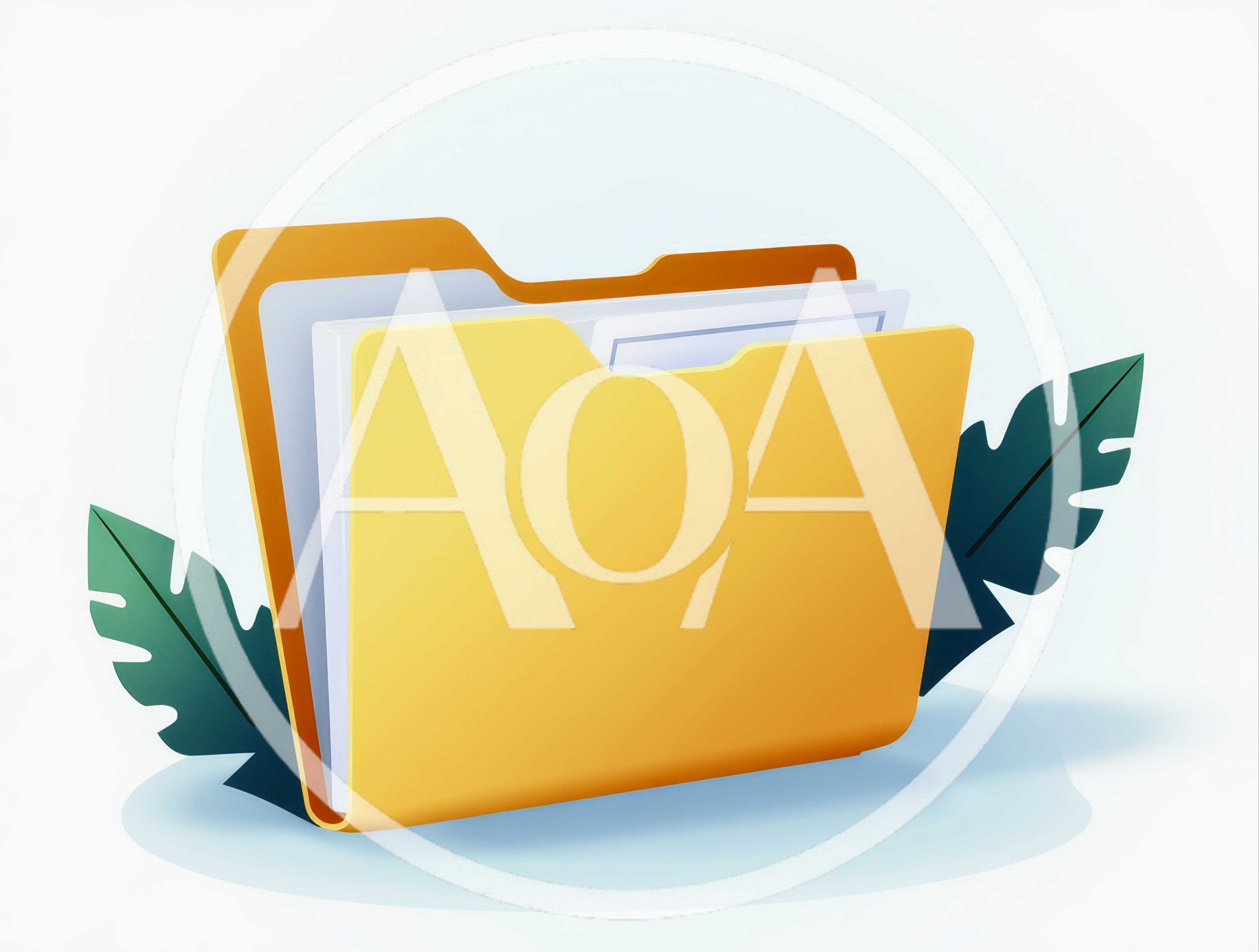 3D Rendered Yellow File Folder With Documents