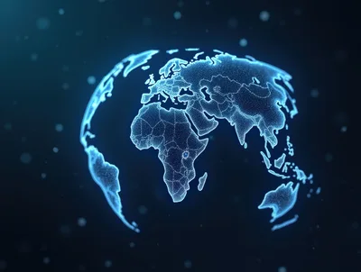 Digital Holographic Earth Globe With Glowing Network Connections