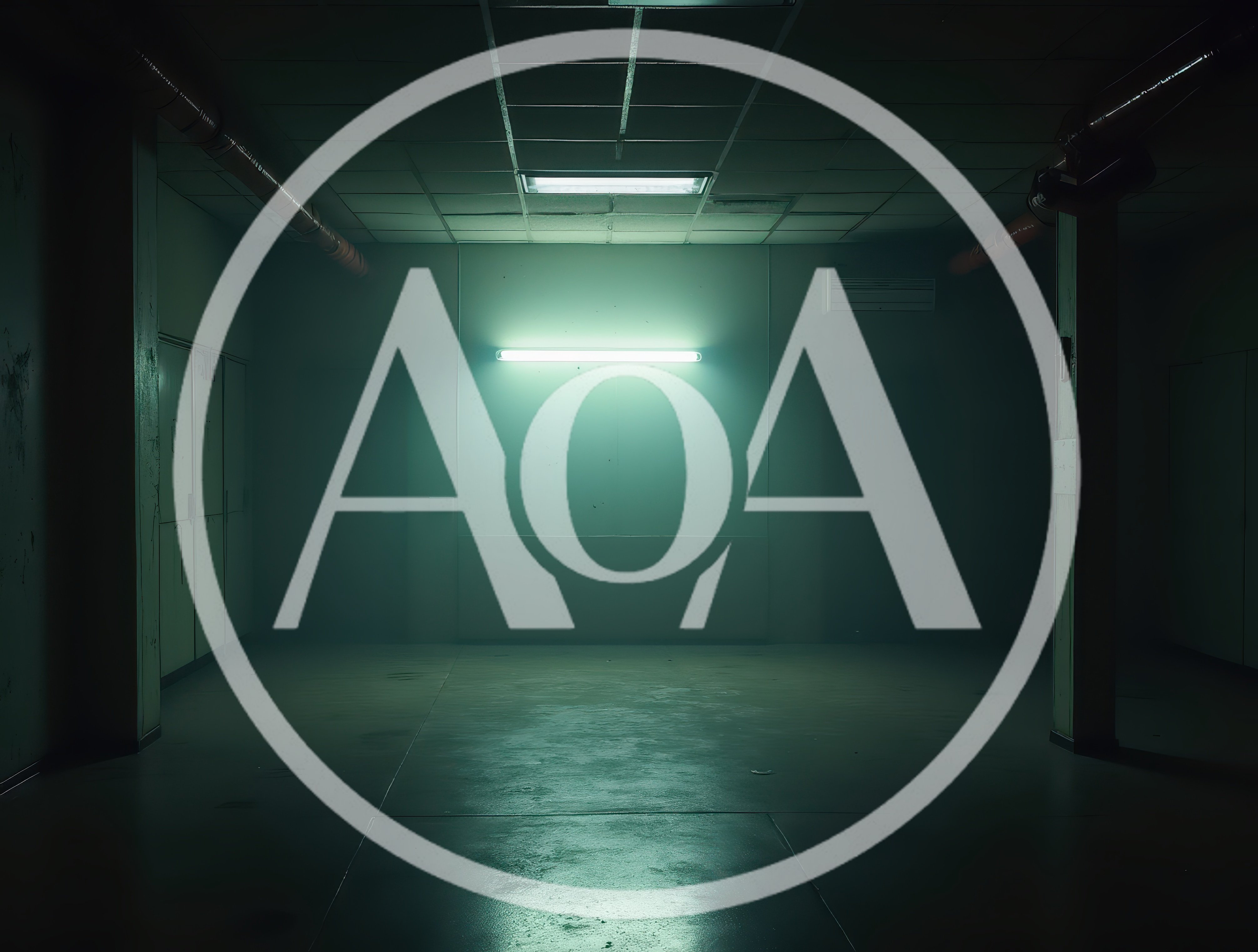 Dimly Lit Industrial Hallway With Fluorescent Lighting