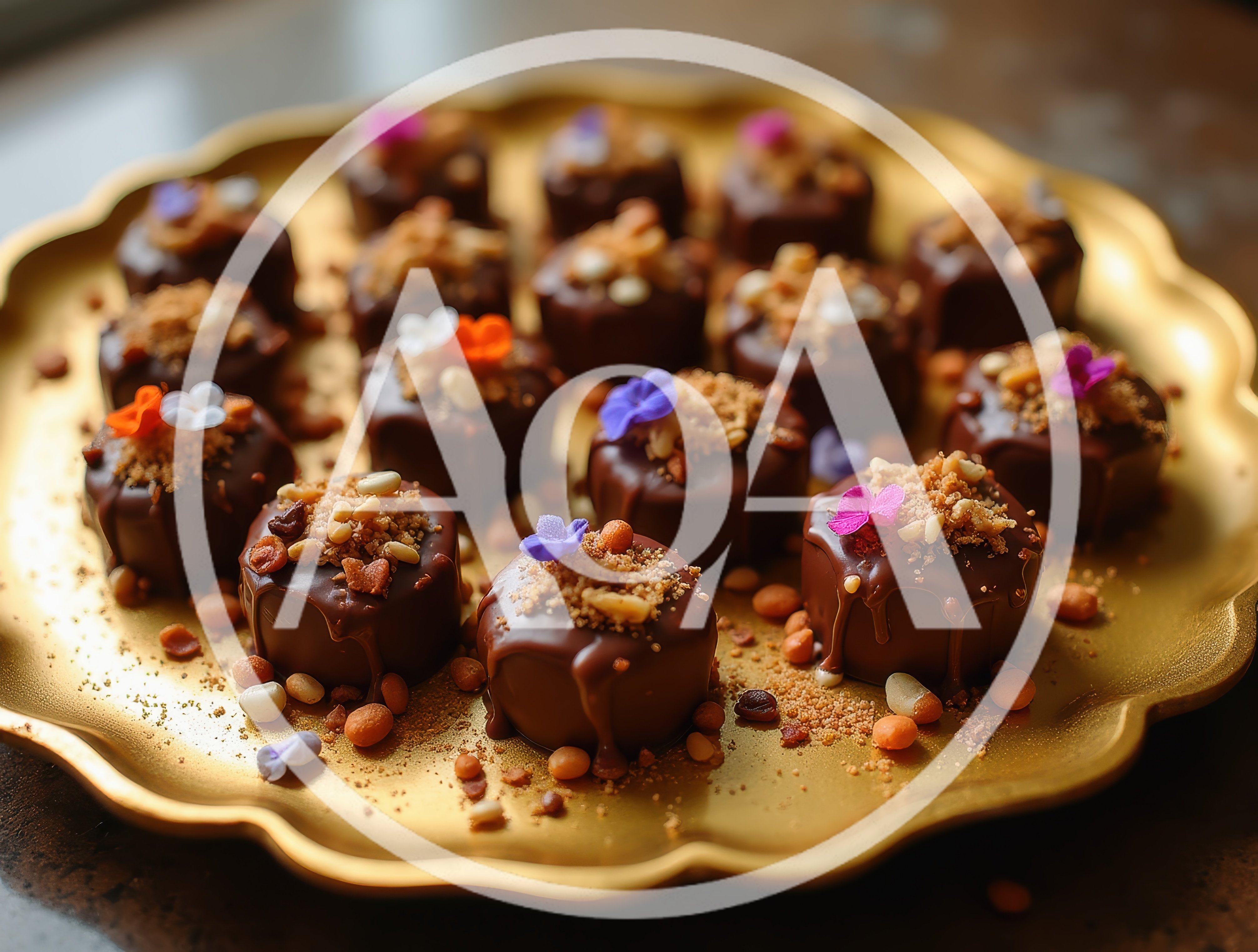 Gourmet Chocolate Truffles Decorated With Edible Flowers