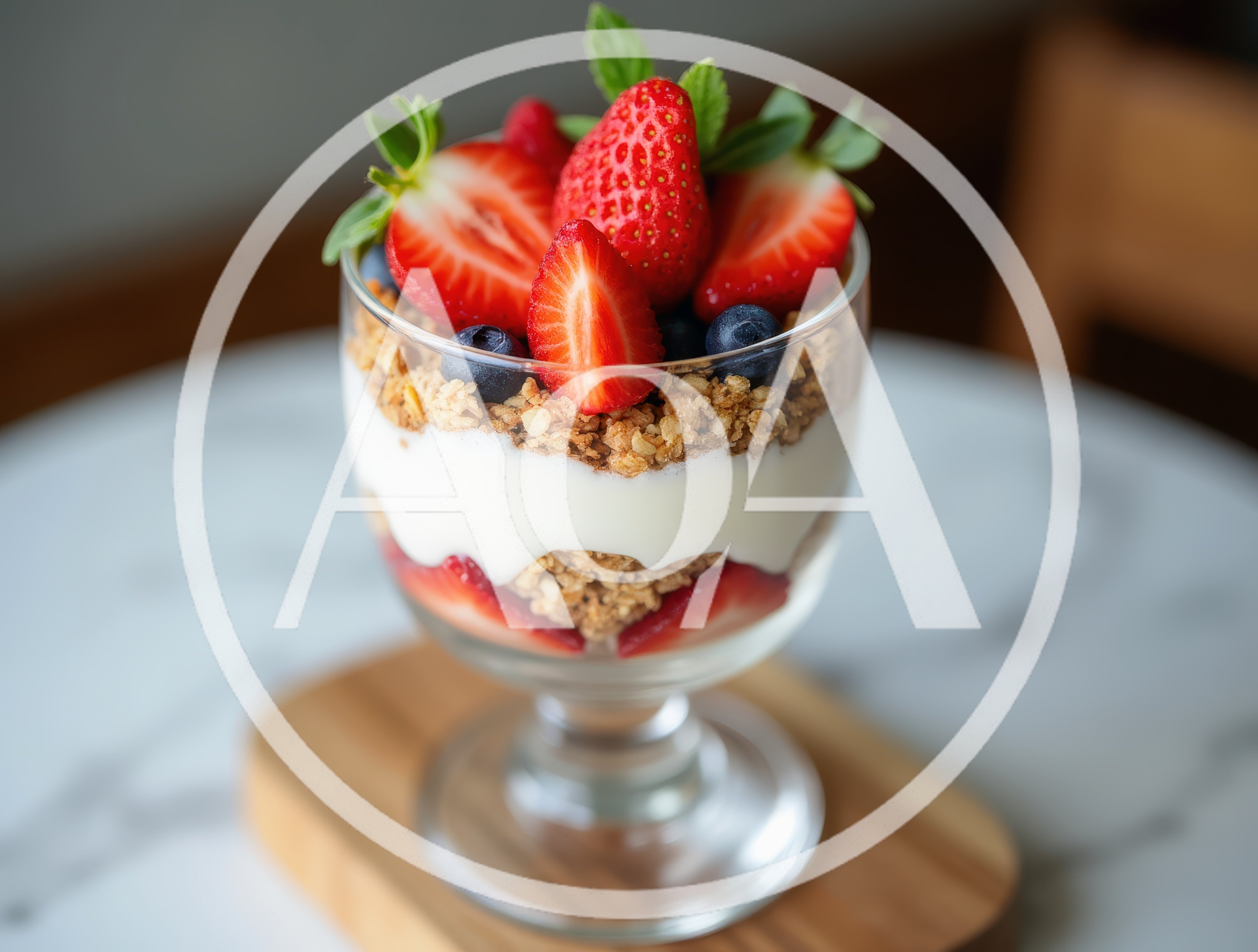 Strawberry and Blueberry Yogurt Parfait in Glass