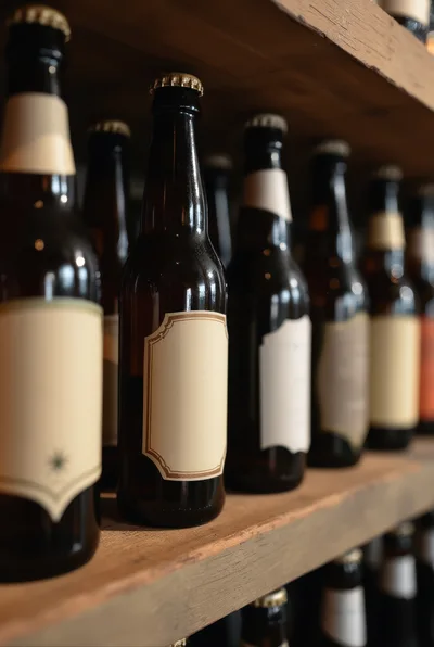 Rows Of Craft Beer Bottles On Wooden Shelves