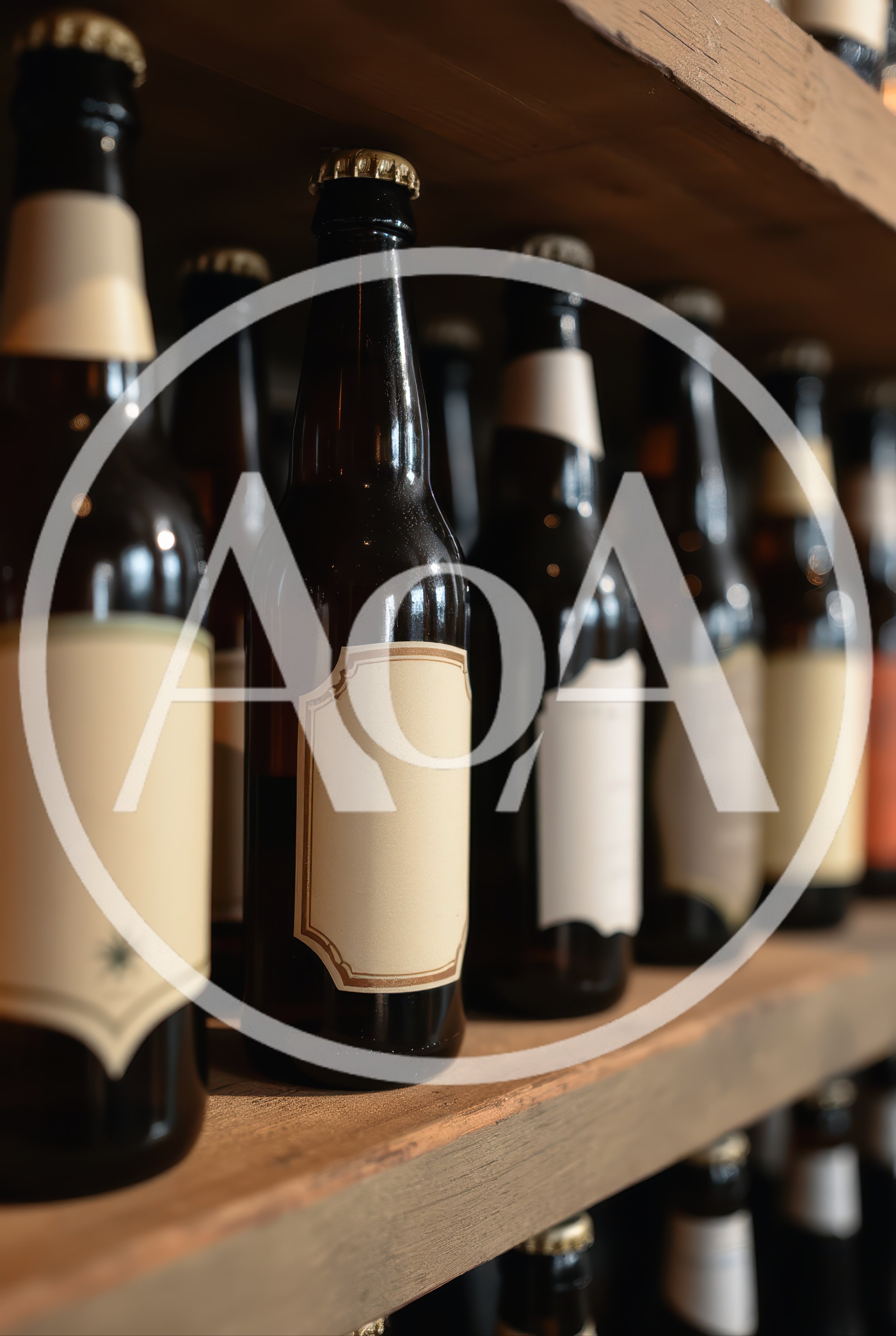 Rows Of Craft Beer Bottles On Wooden Shelves