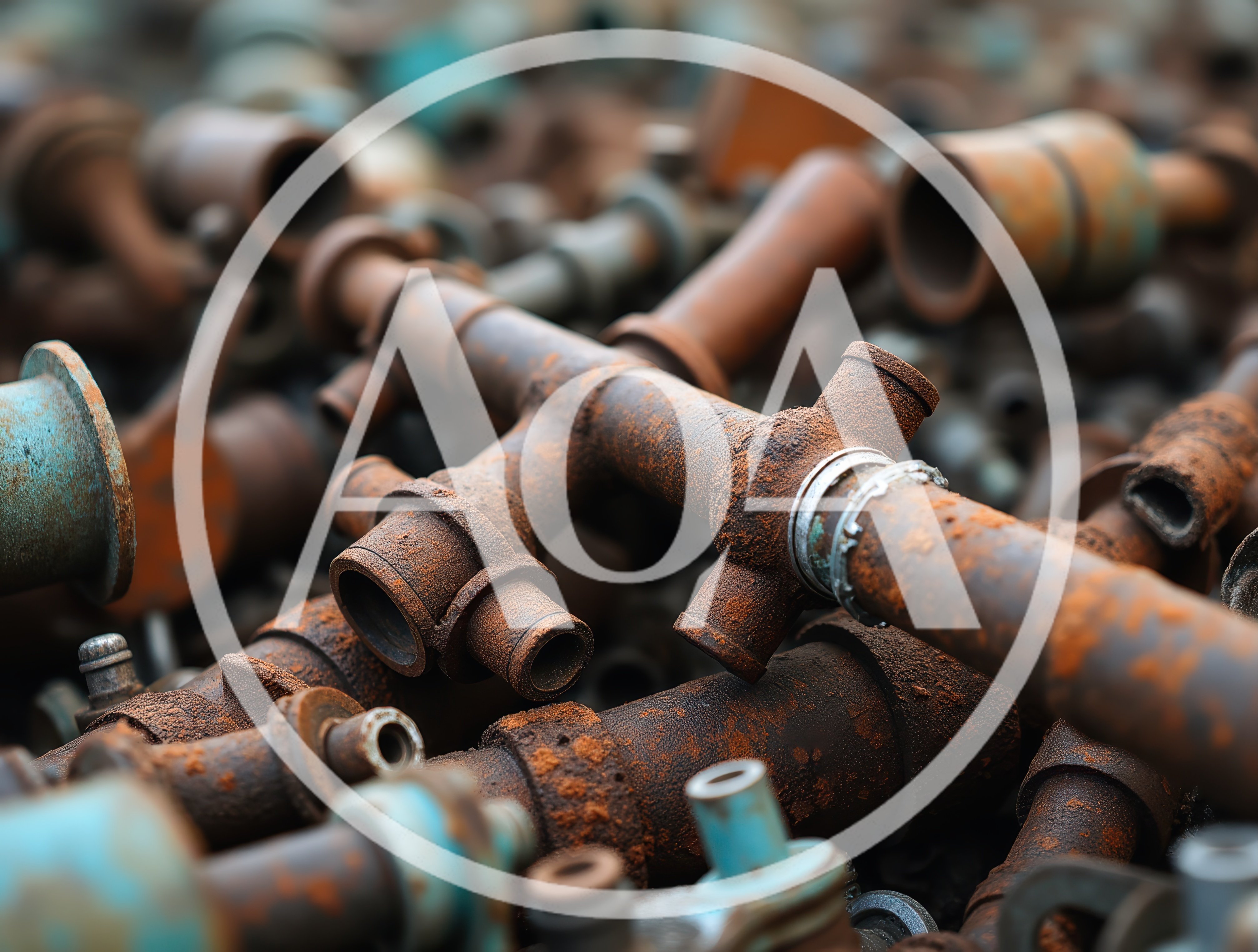 Pile Of Rusted Industrial Metal Pipe Fittings