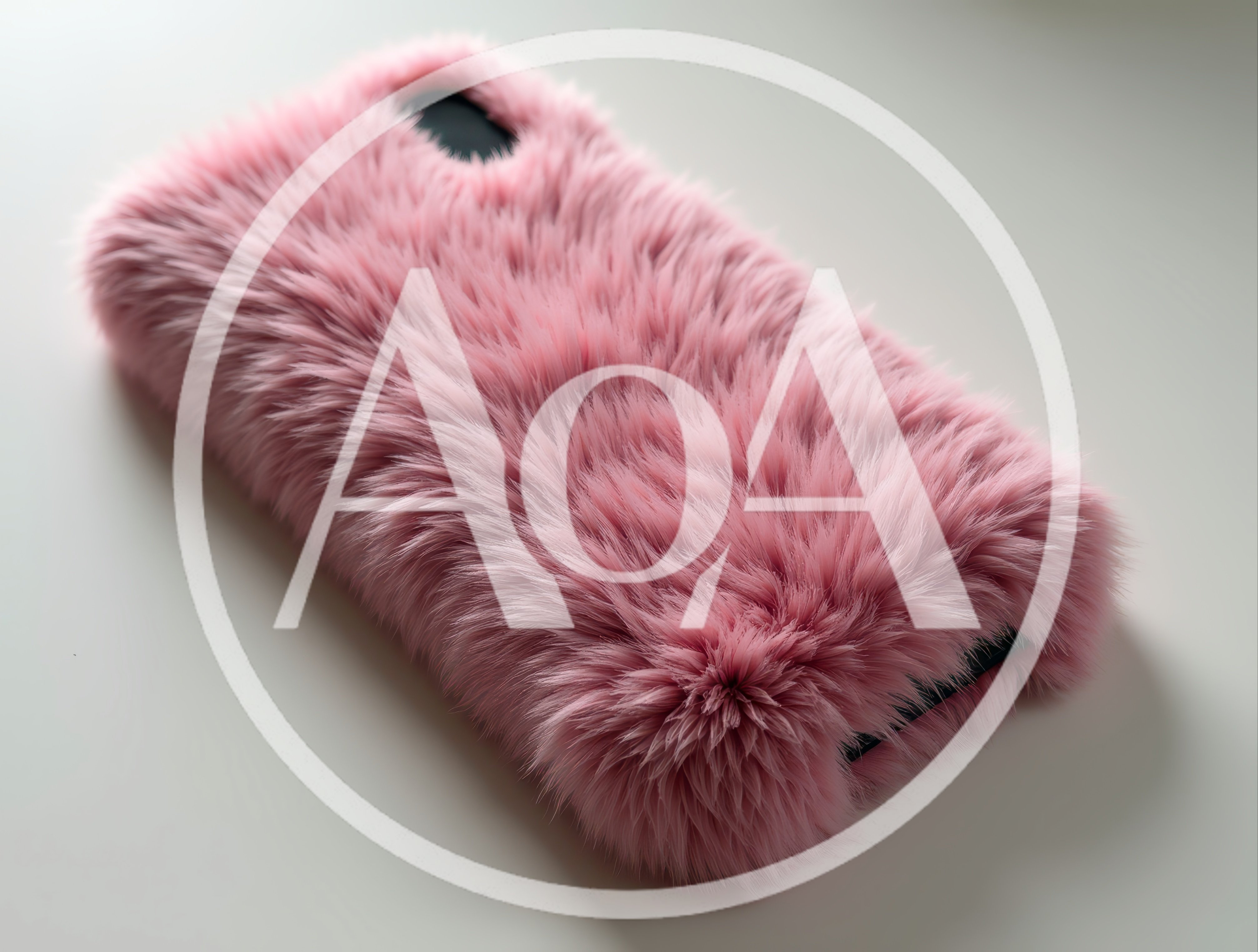 Pink Faux Fur Smartphone Case On White Surface