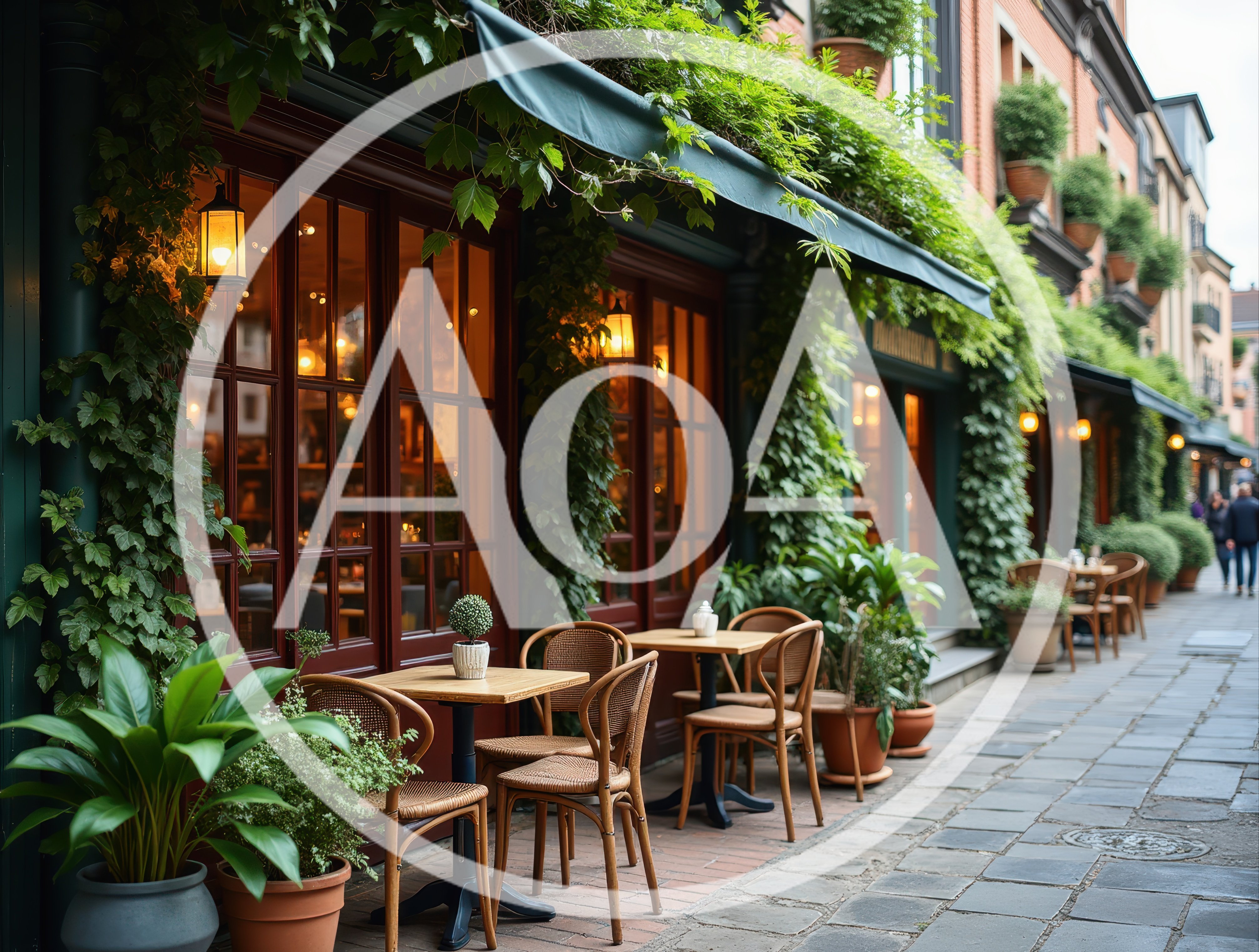 Outdoor Cafe Seating On A Charming European Street