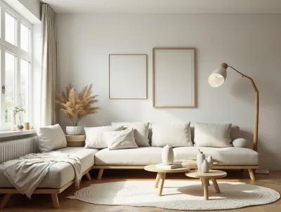 Modern Minimalist Living Room Interior With Sofa