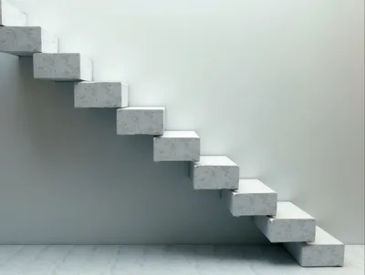 Minimalist Concrete Floating Staircase Against Plain Wall