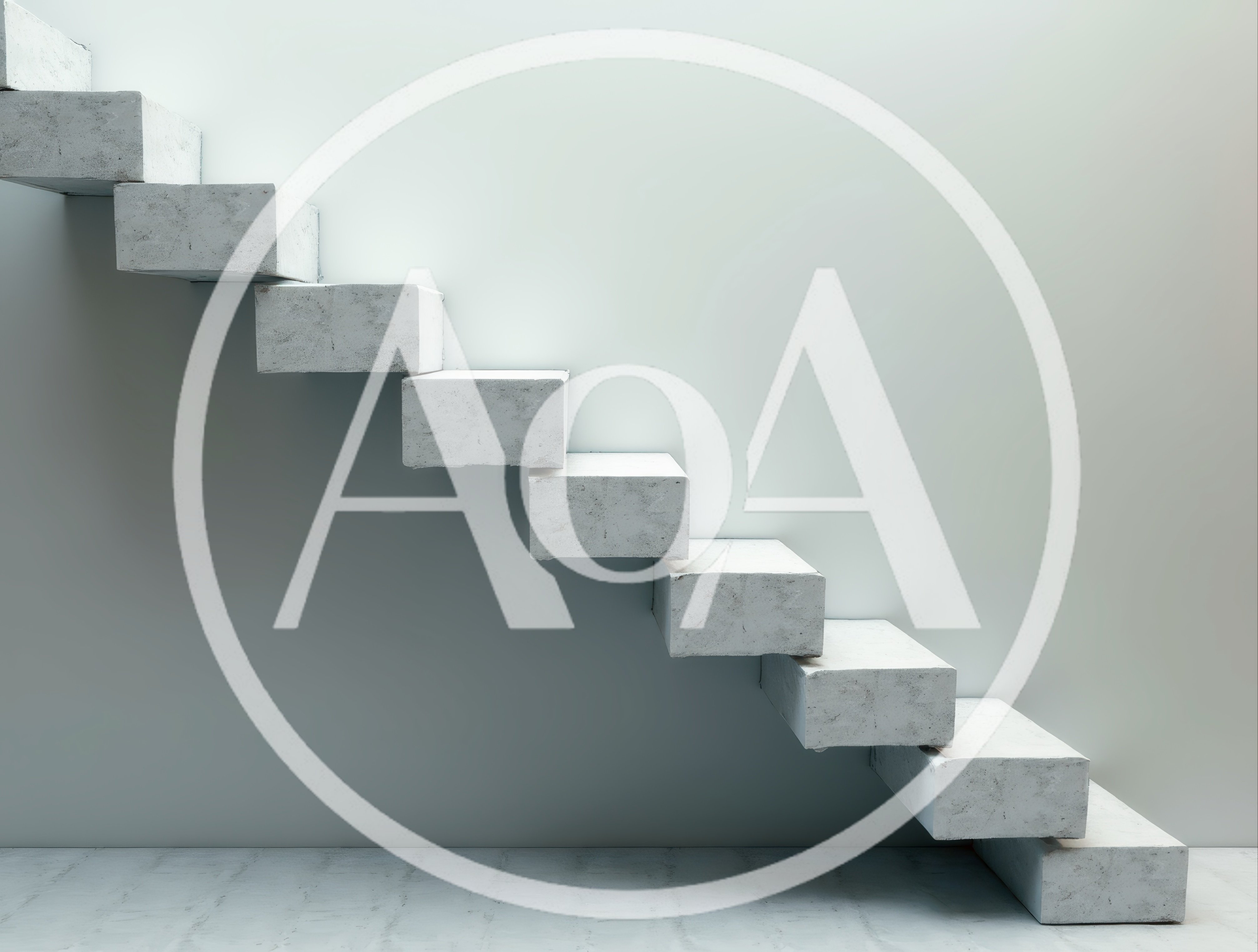 Minimalist Concrete Floating Staircase Against Plain Wall