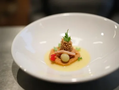 Gourmet Plated Appetizer In A White Bowl