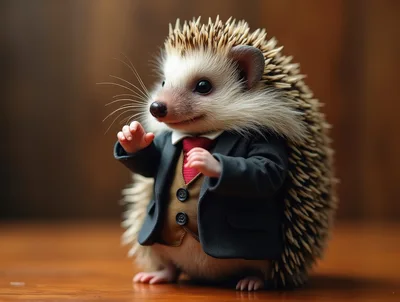 Anthropomorphic Hedgehog Dressed In A Formal Business Suit