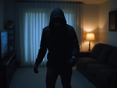 Intruder In A Darkened Living Room