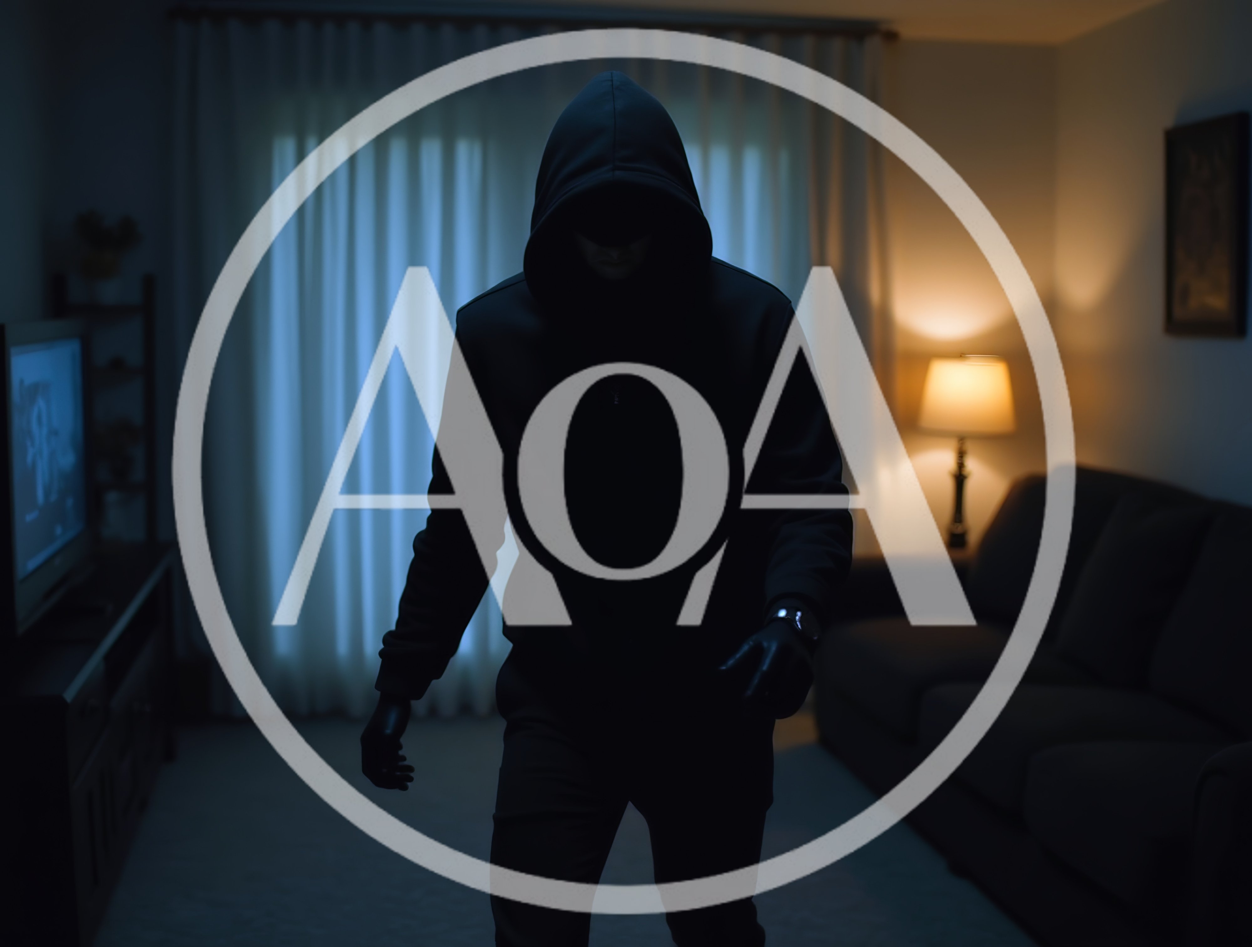 Intruder In A Darkened Living Room