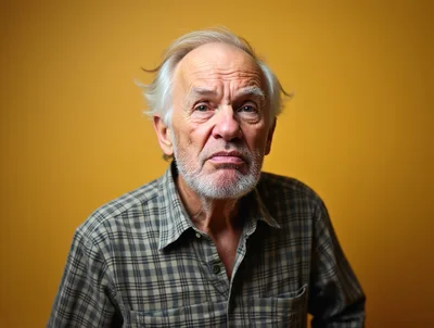 Portrait Of An Elderly Man With A Serious Expression
