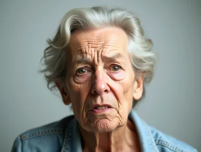 Portrait Of An Elderly Woman With Gray Hair