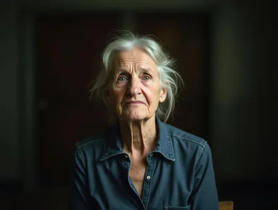 Portrait Of An Elderly Woman With Gray Hair