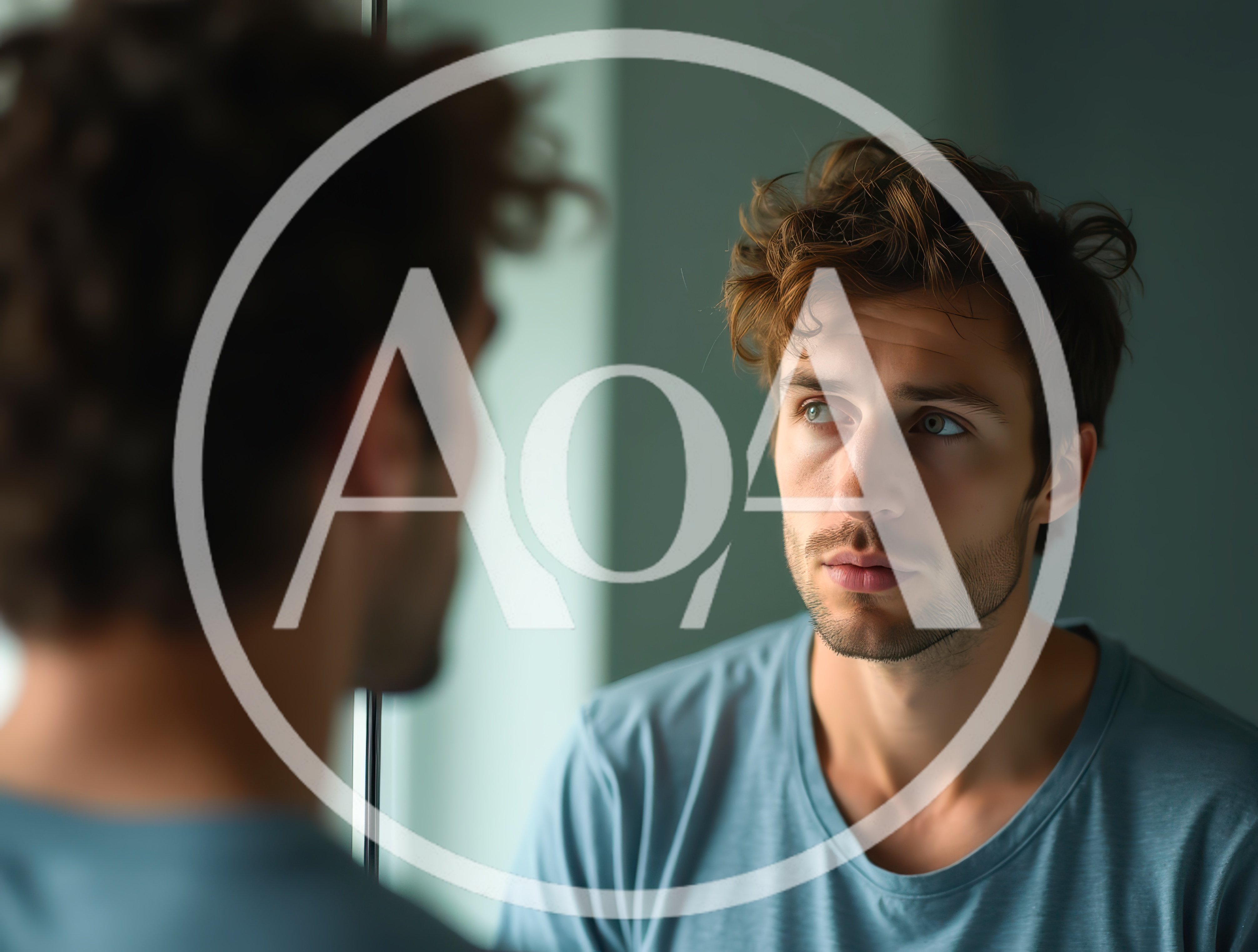 Young Man Looking At His Reflection In A Mirror