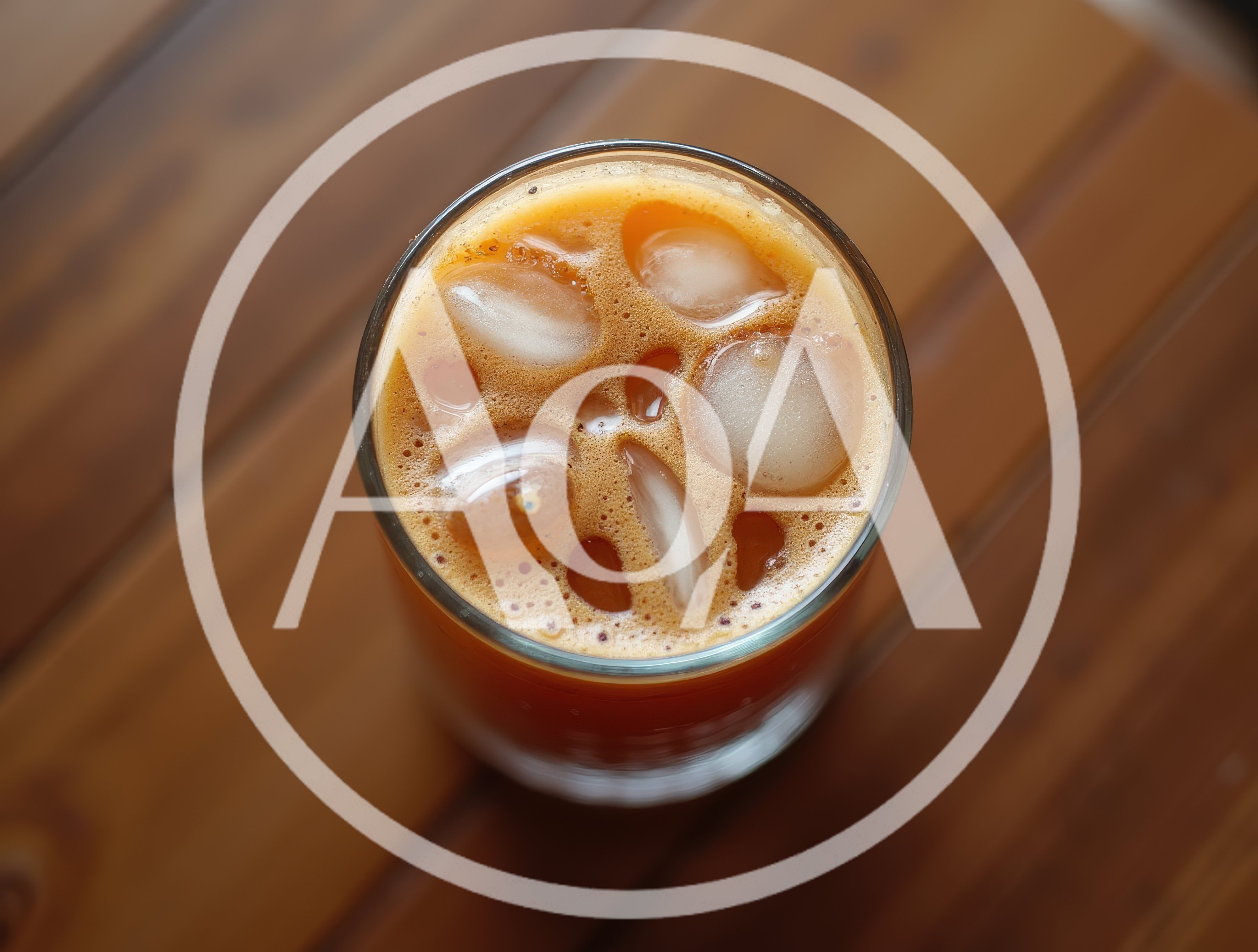Top View Of Iced Thai Tea In Glass