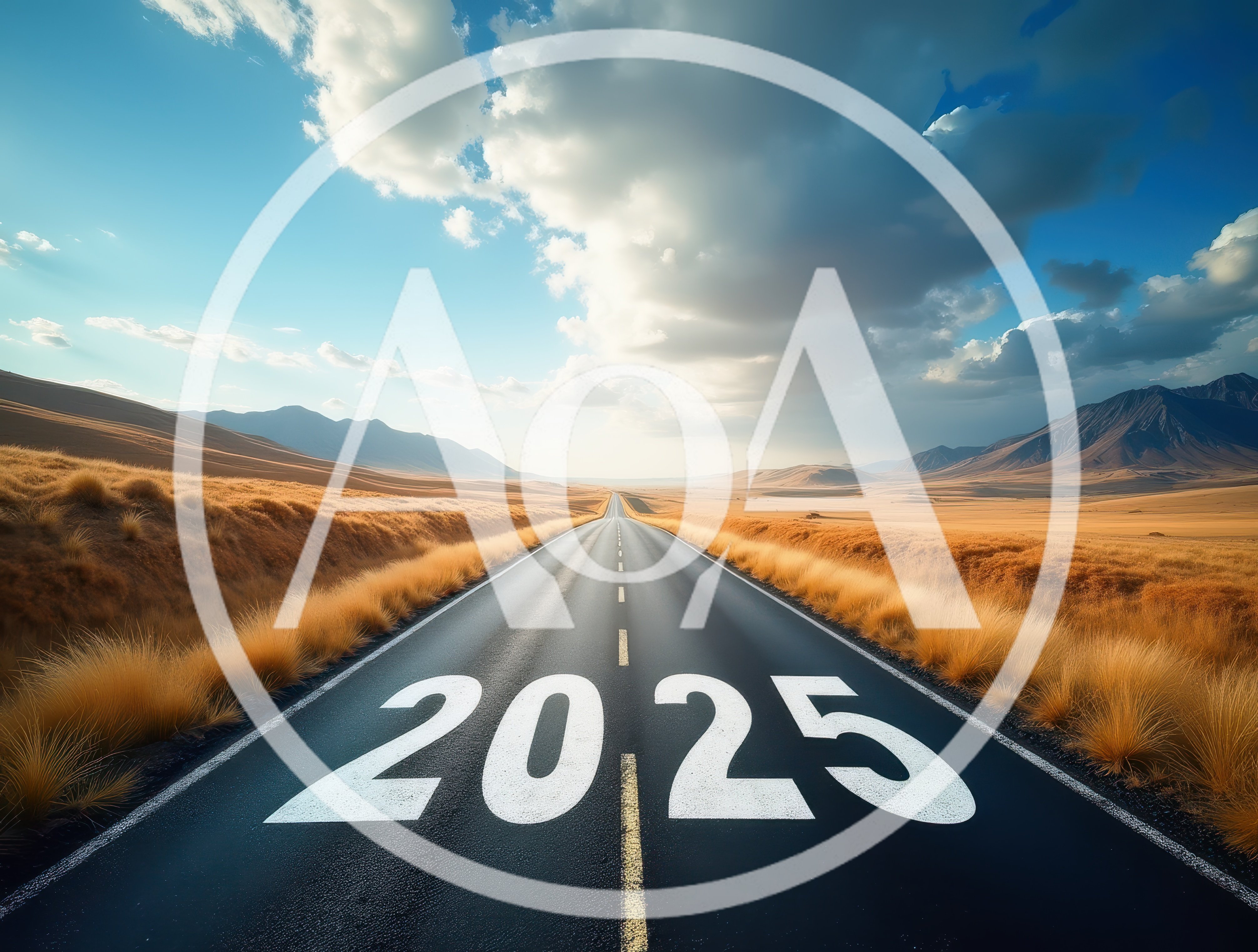 Empty Road Leading Into The Year 2025