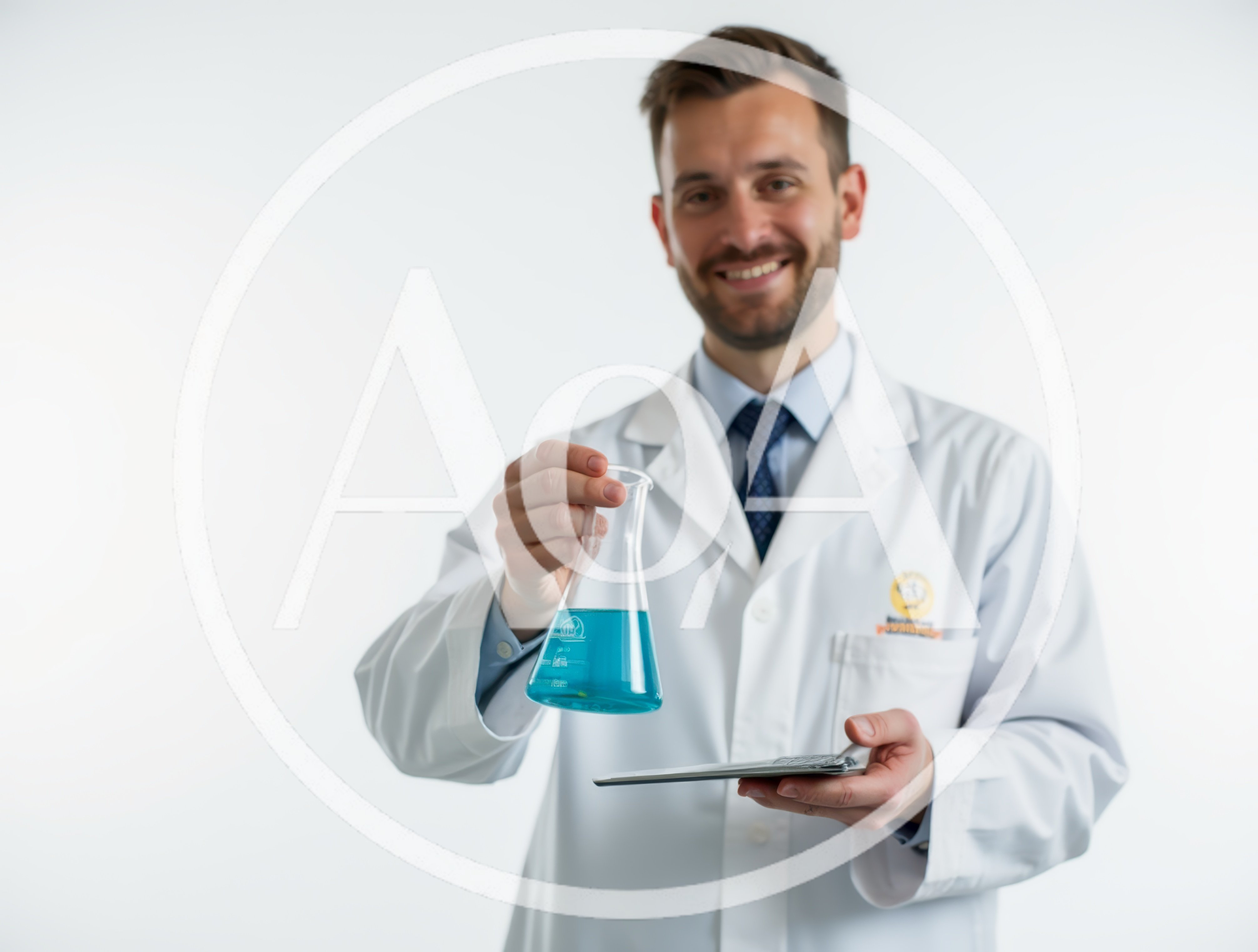 Scientist Holding Erlenmeyer Flask With Blue Liquid