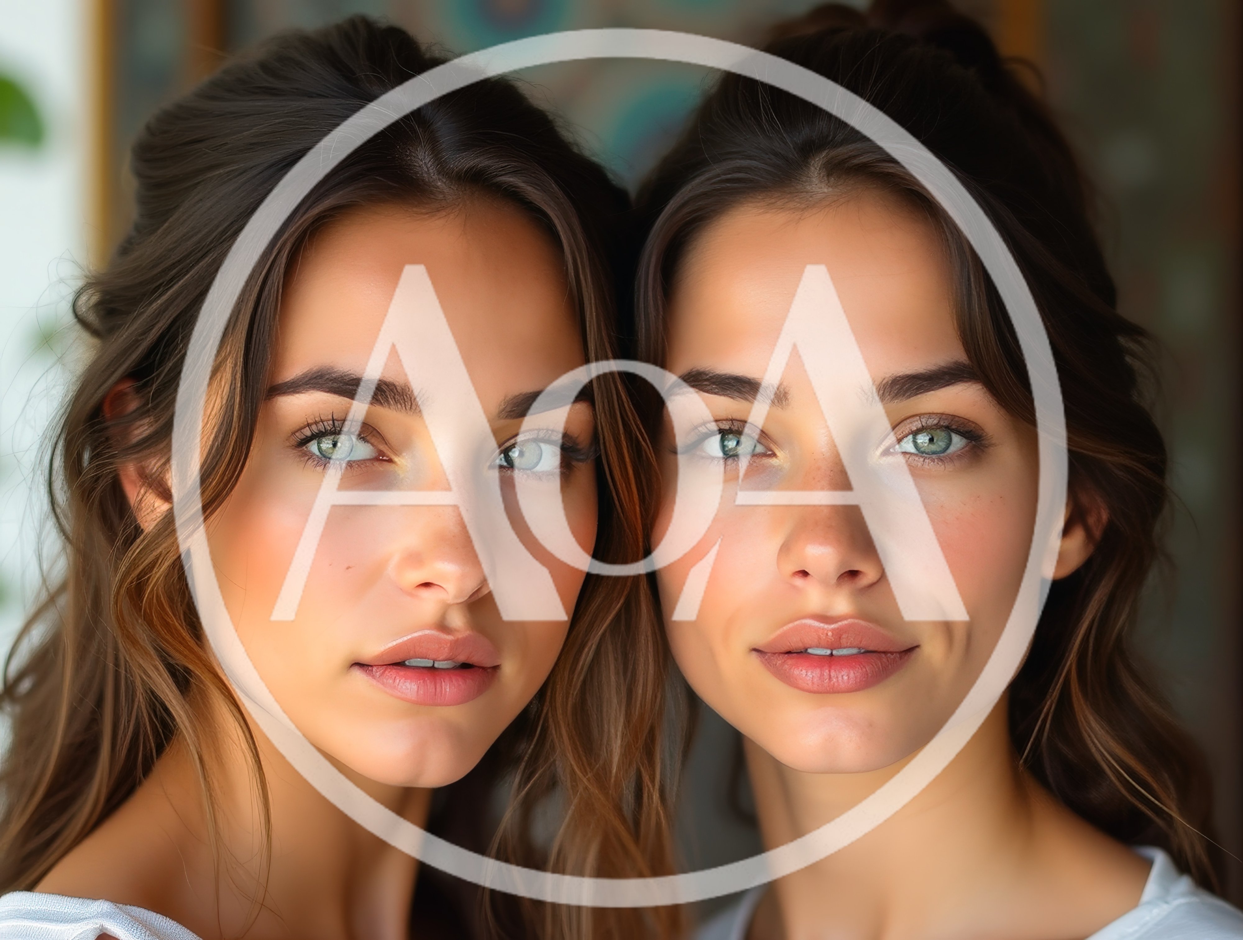 Portrait Of Two Identical Twin Sisters