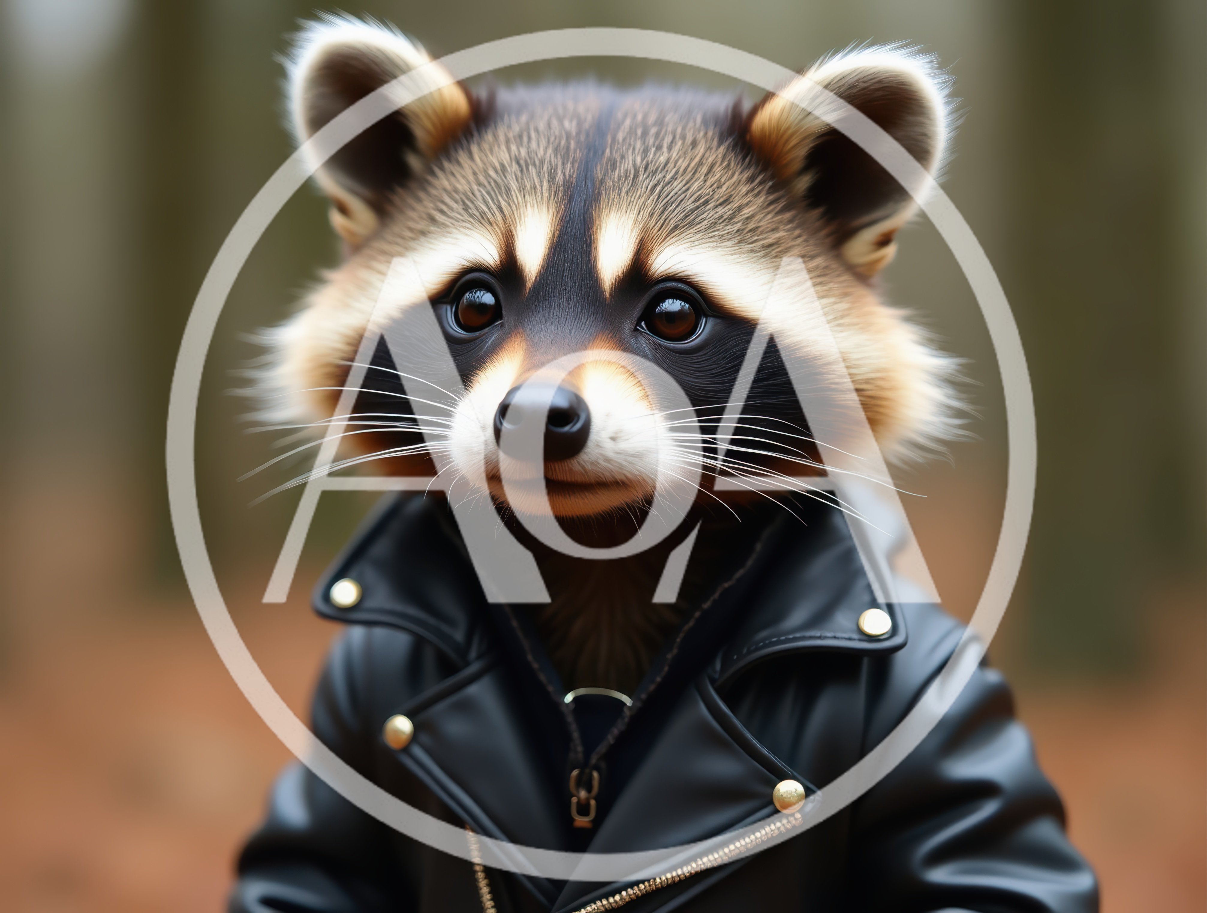 Cute Raccoon Wearing A Stylish Black Leather Jacket