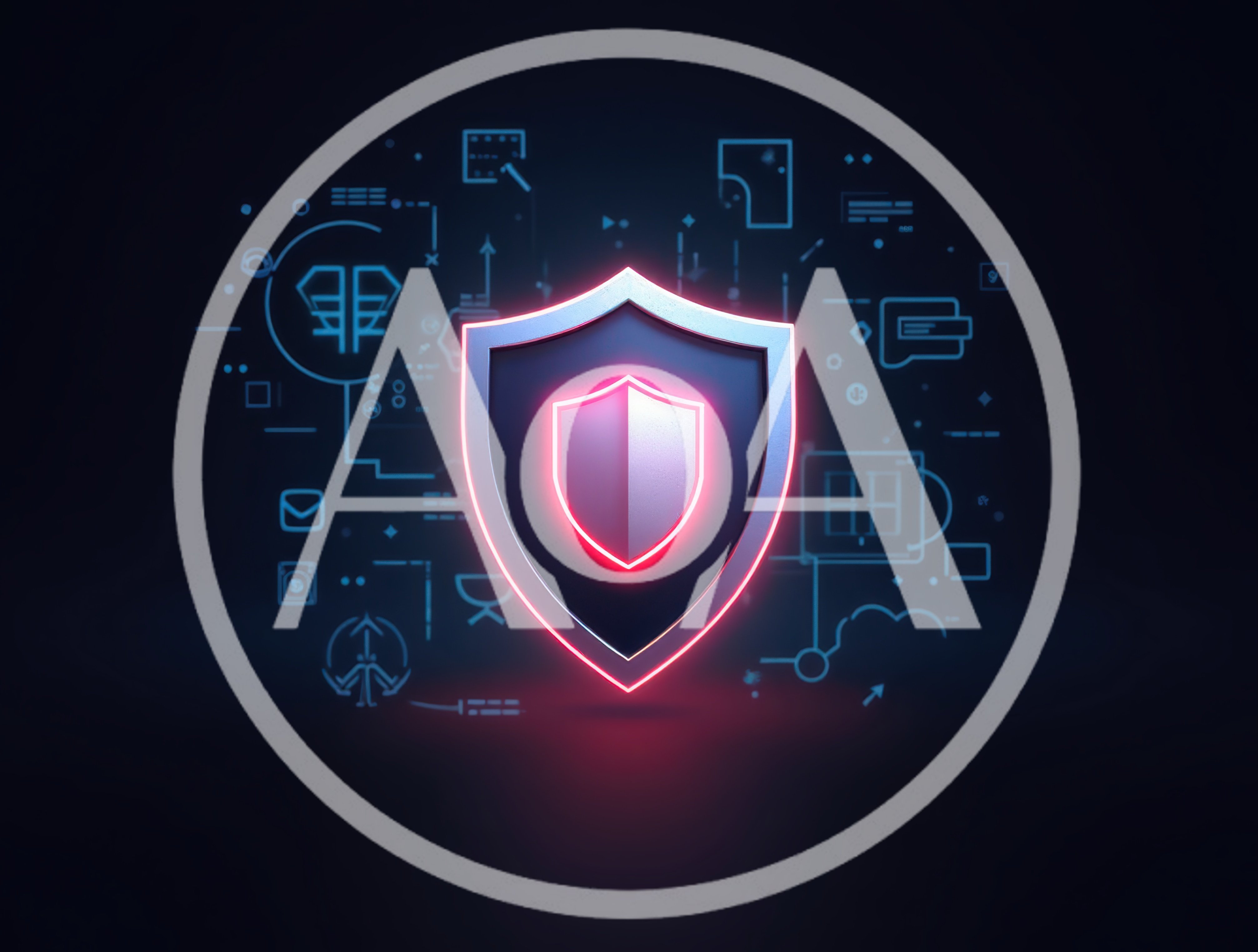 Cybersecurity Shield Icon With Digital Network Interface