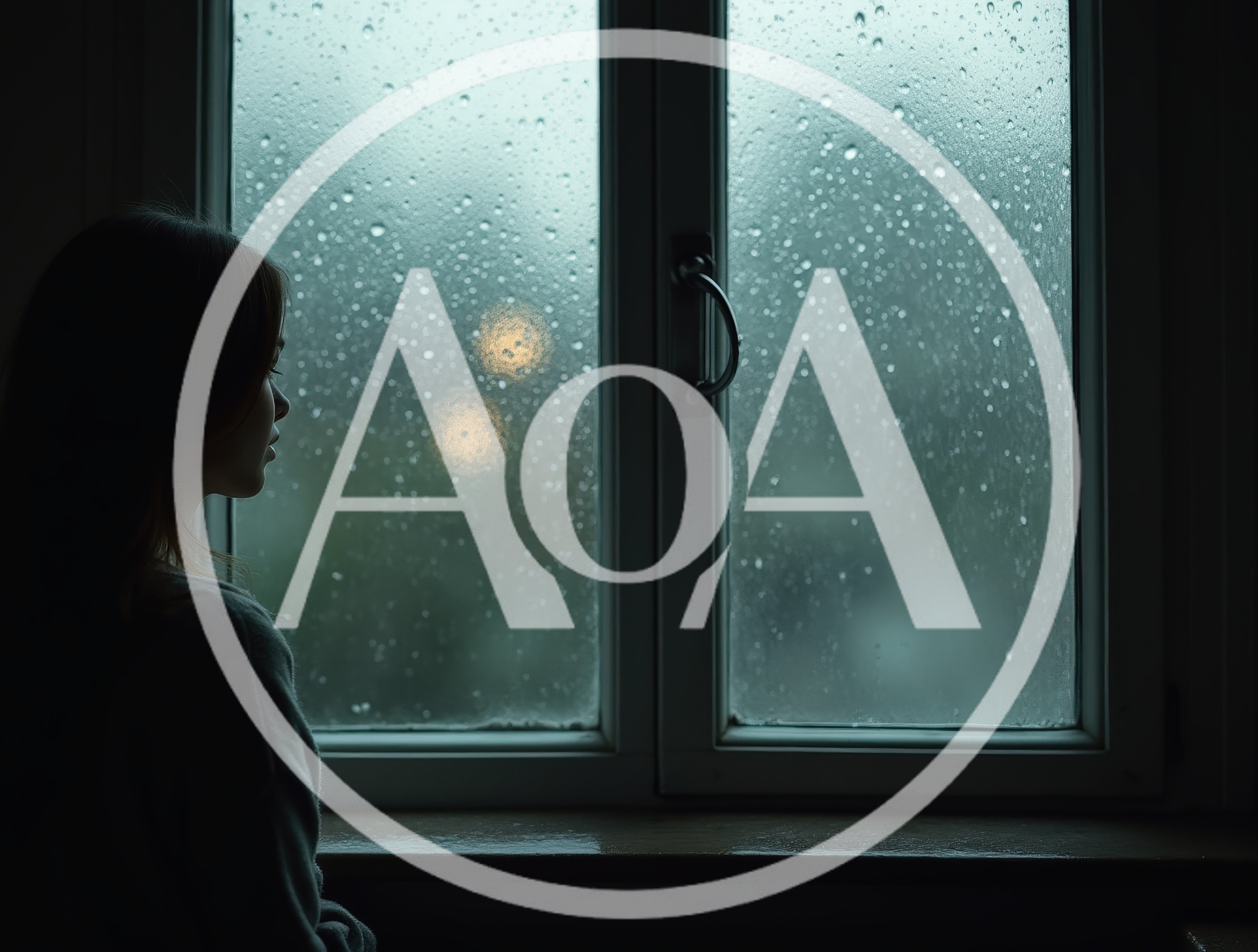 Pensive Woman Looking Out A Rainy Window