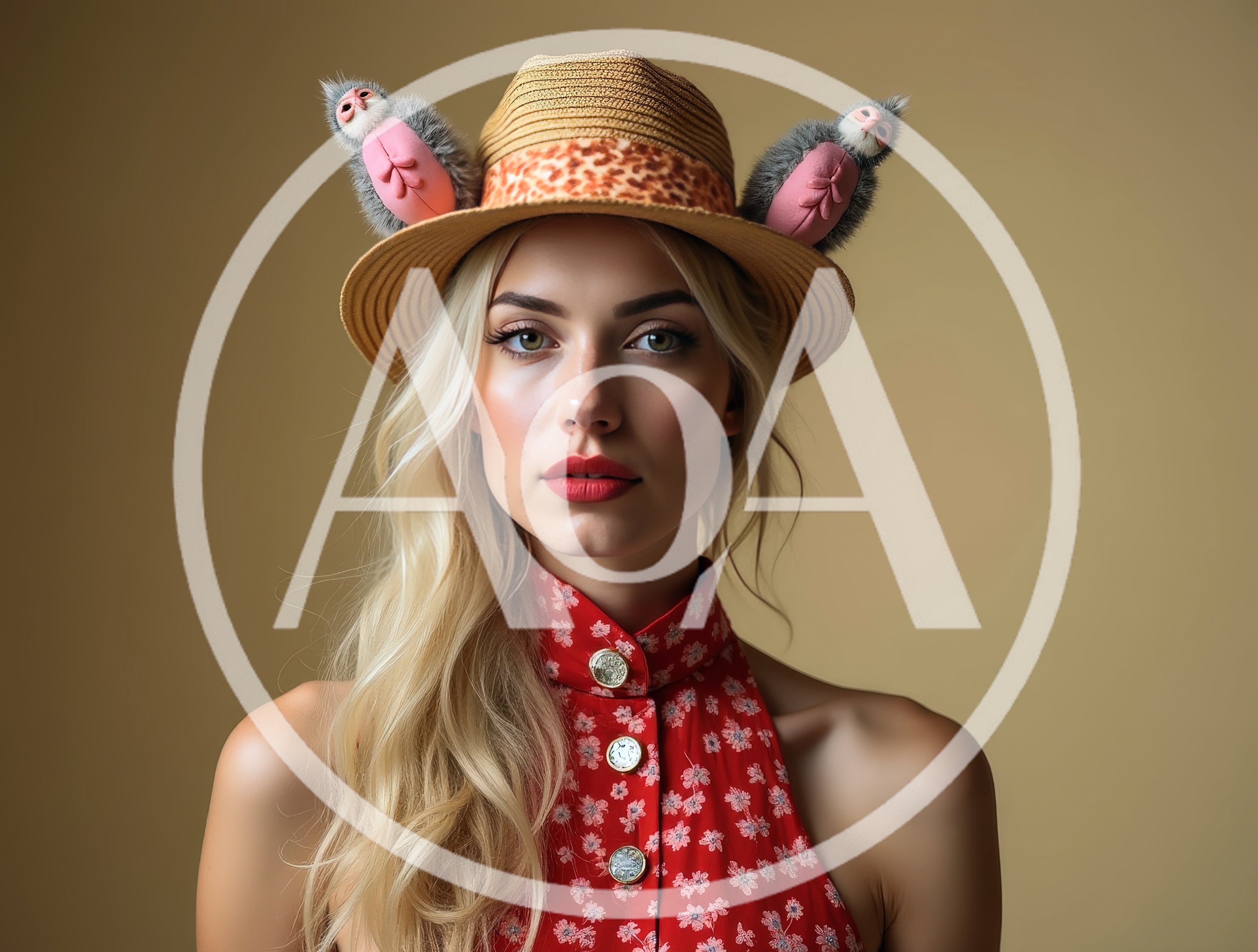 Portrait Of A Blonde Woman Wearing A Whimsical Hat