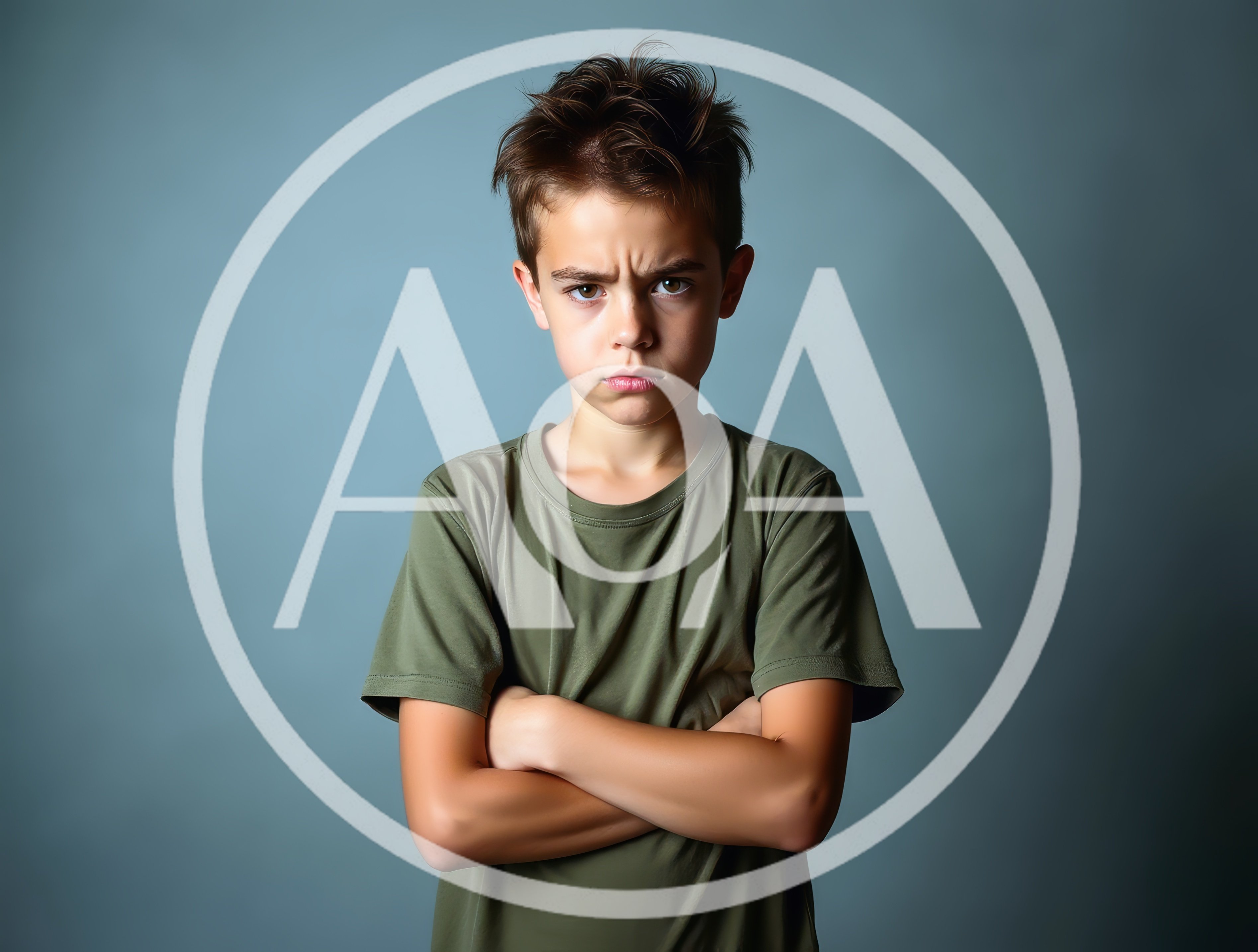 Angry Young Boy With Crossed Arms