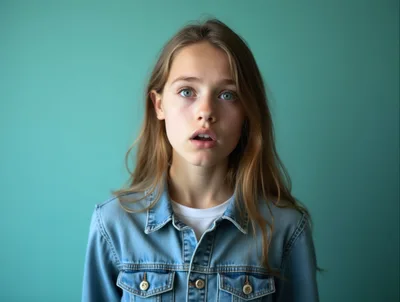 Portrait Of A Surprised Young Girl
