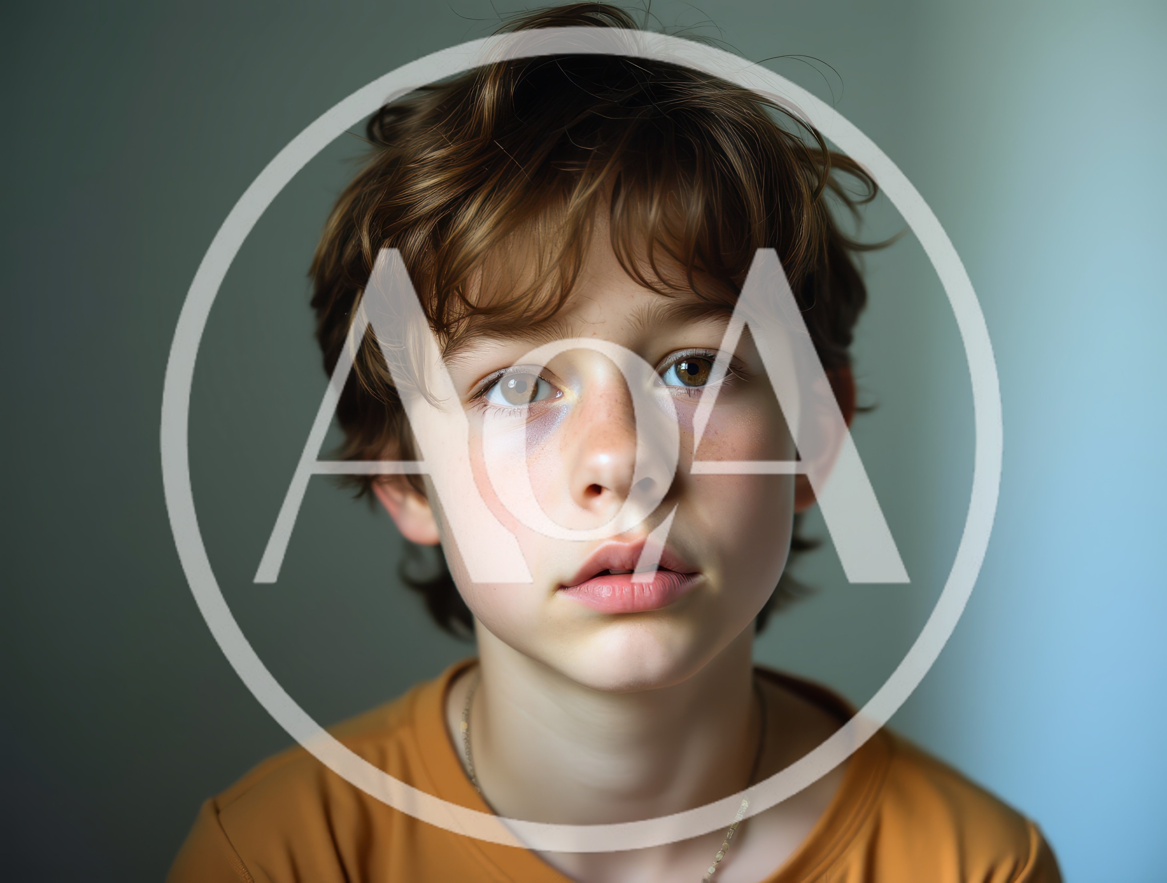 Portrait Of A Young Boy With Messy Brown Hair