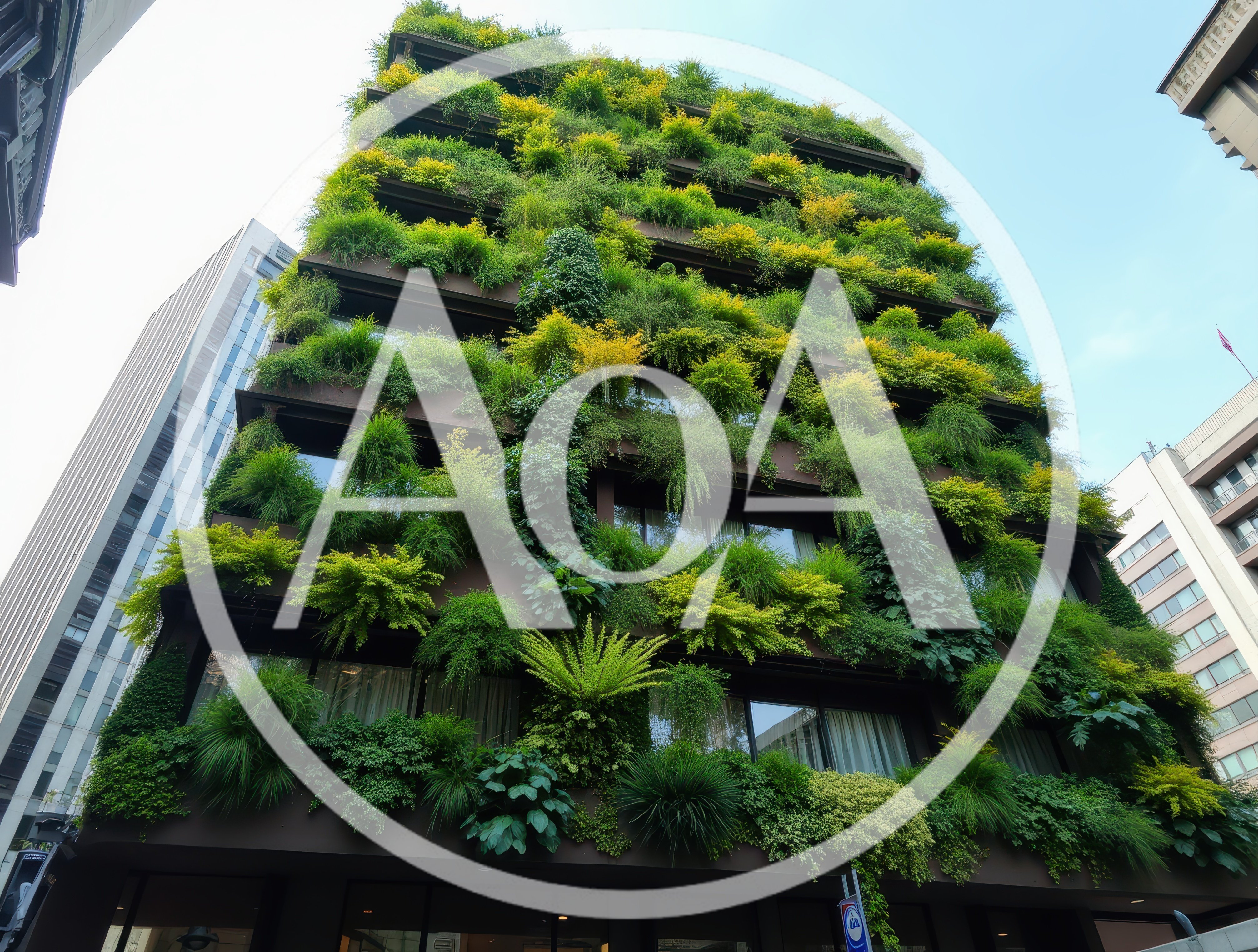 Modern Building Facade Covered In Lush Vertical Garden