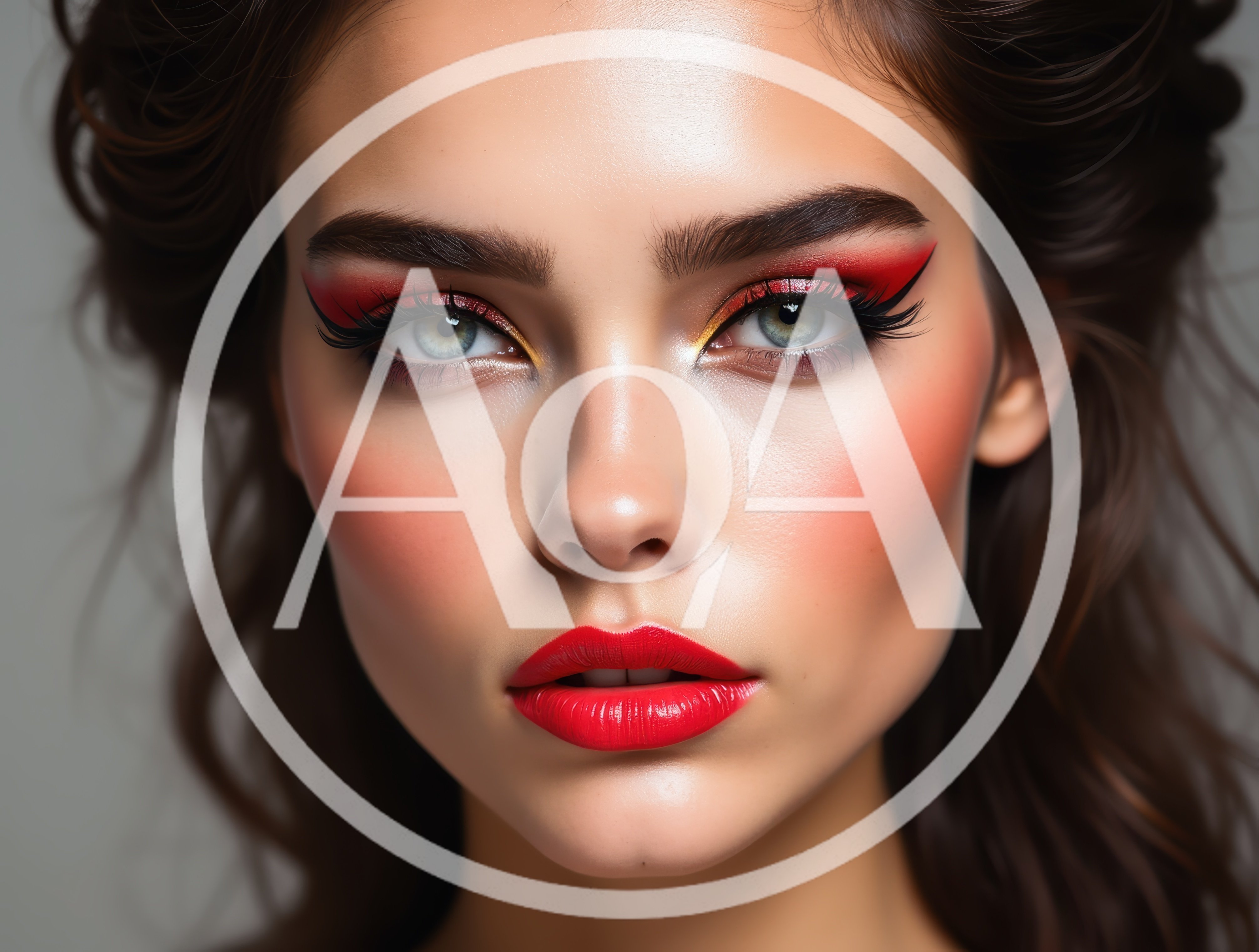 Portrait Of A Woman With Bold Red Makeup