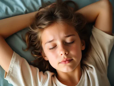 Young Child Sleeping Peacefully In Bed
