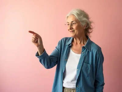 Senior Woman Pointing To The Side