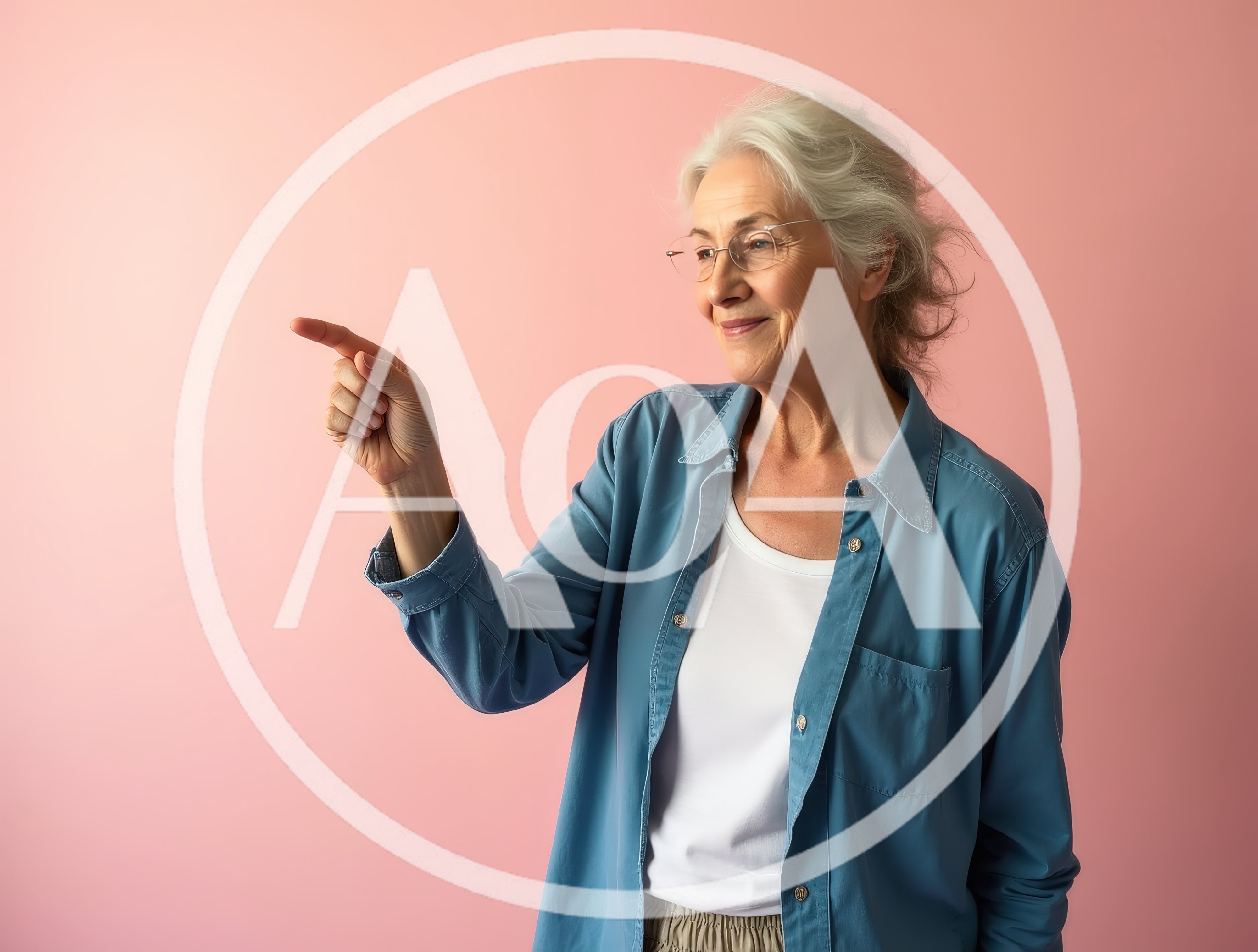 Senior Woman Pointing To The Side