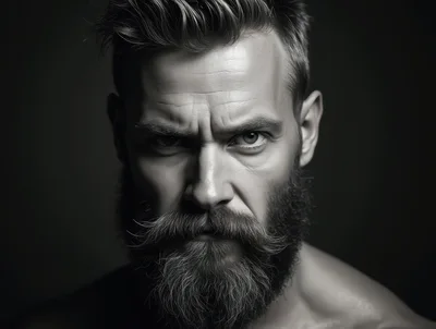 Portrait Of A Serious Man With A Thick Beard