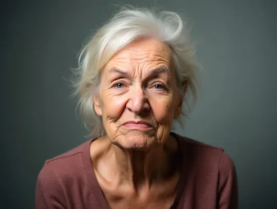 Portrait Of An Elderly Woman With White Hair