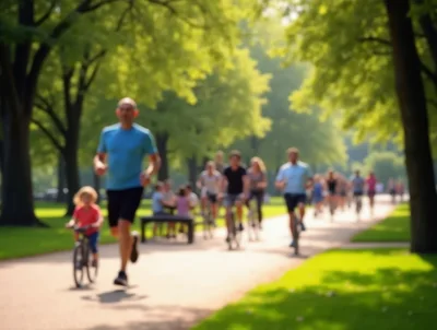 People Exercising on a Sunny Park Path
